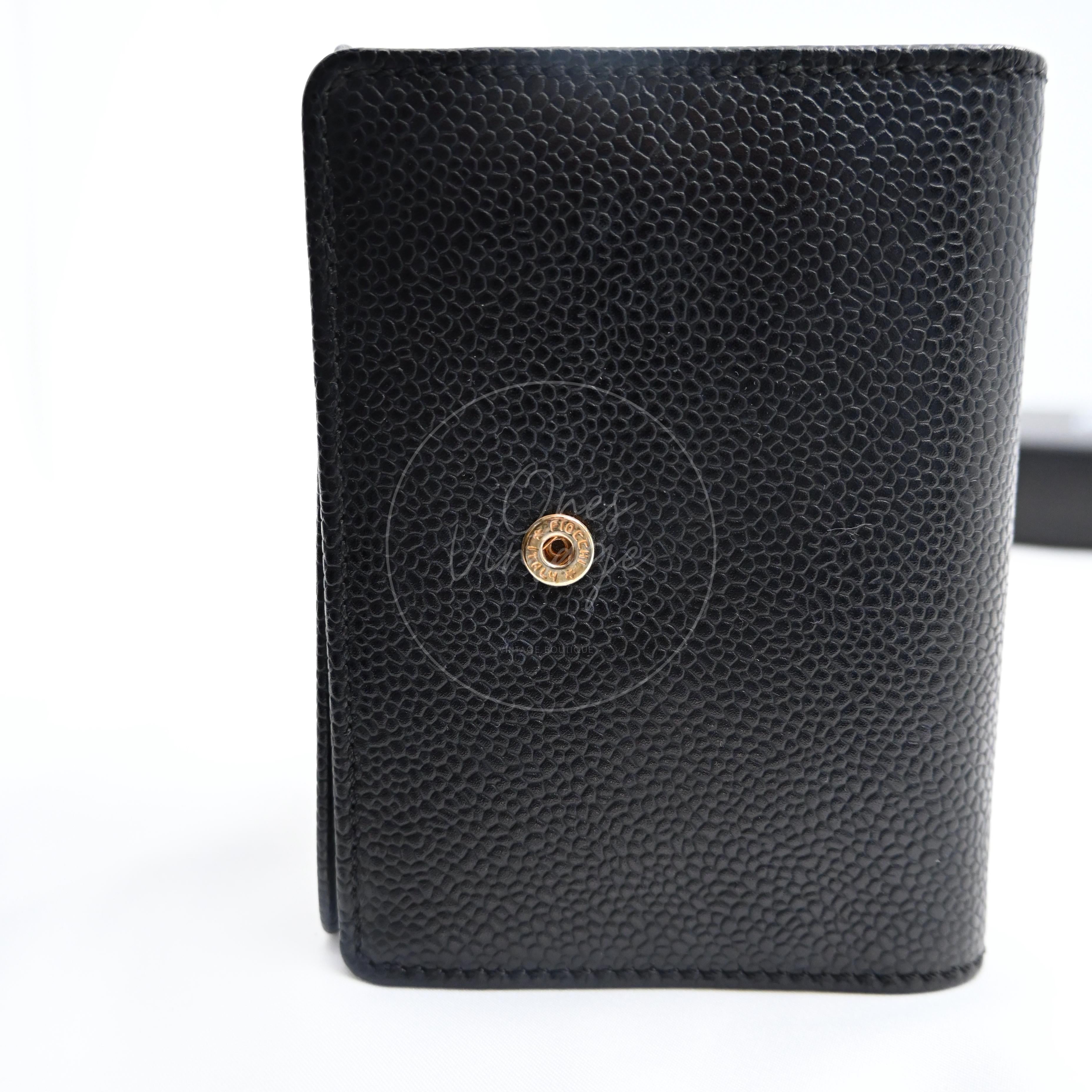Chanel Black Caviar CC Mark Trio Fold Wallet