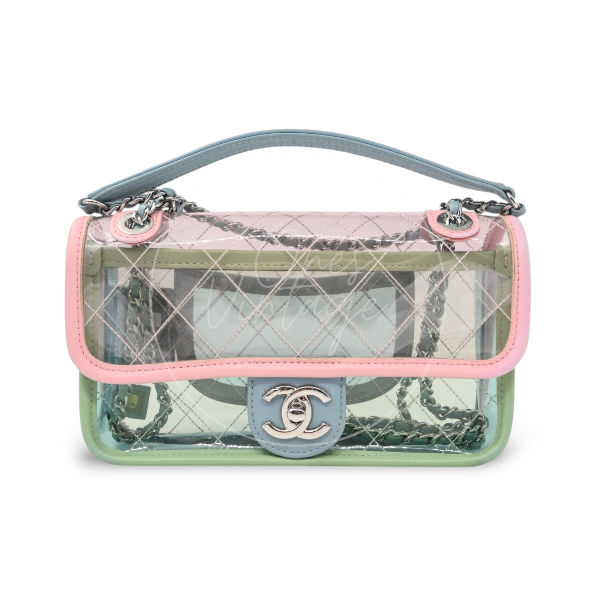 Chanel Coco Splash PVC Flap Bag SHW Blue Pink Green Series 25