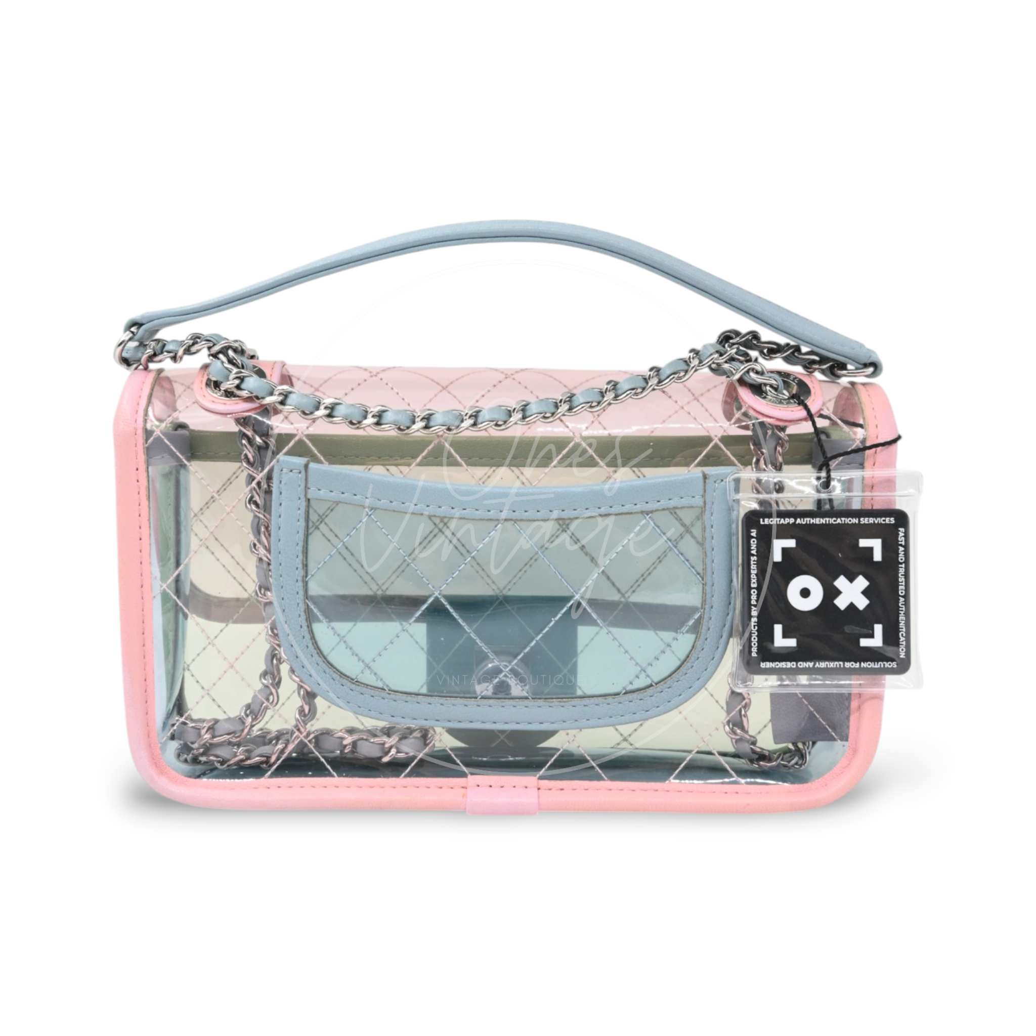 Chanel Coco Splash PVC Flap Bag SHW Blue Pink Green Series 25