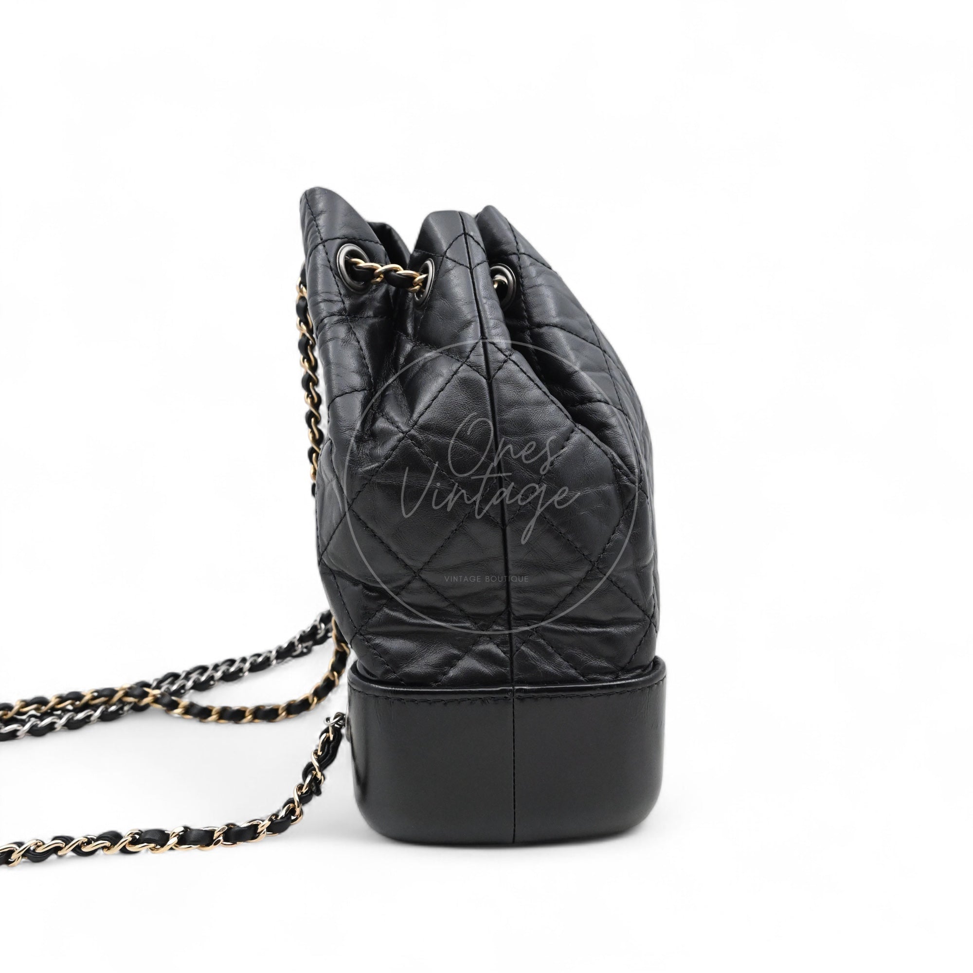 Chanel Calfskin Gabrielle Chain Backpack SHW Black Series 29