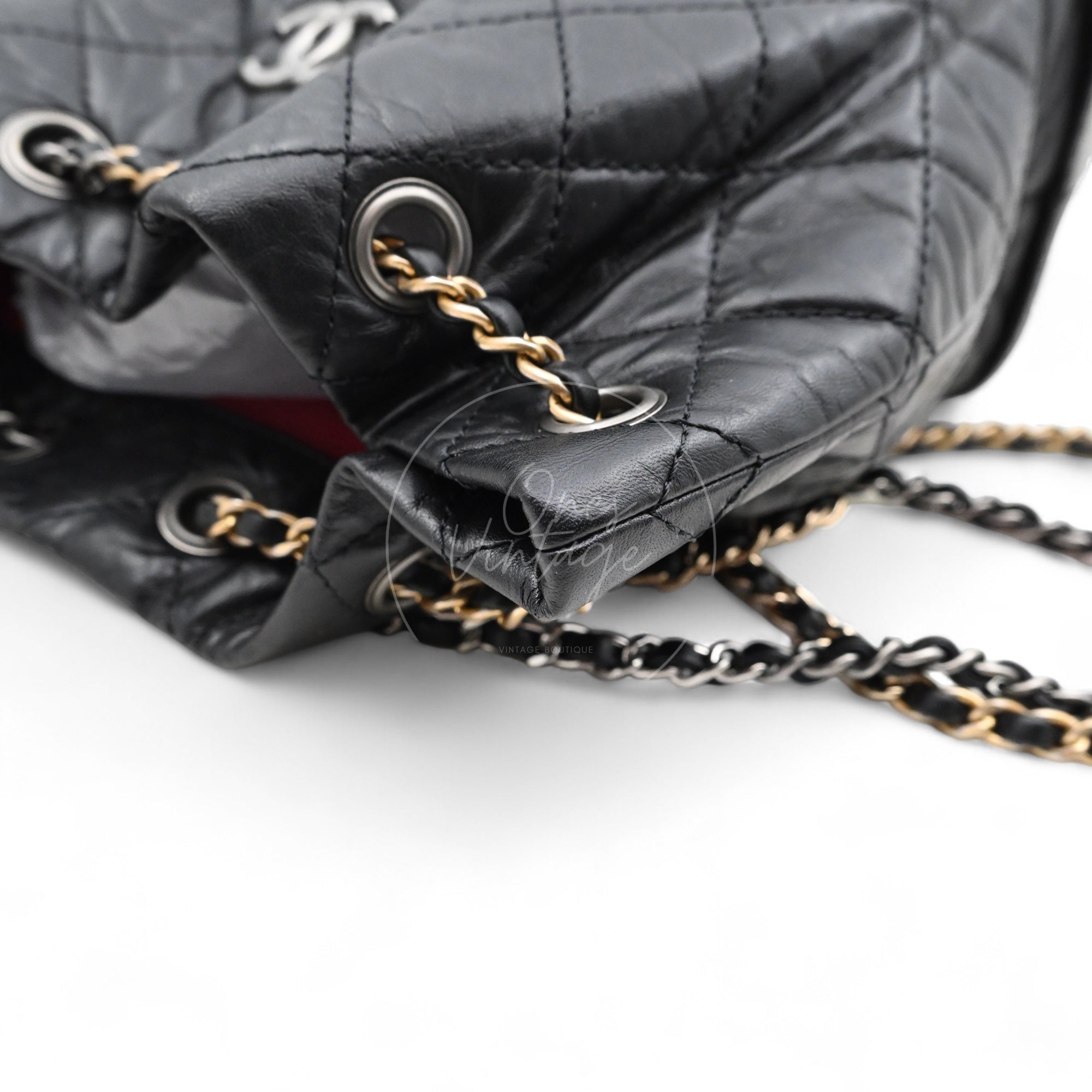 Chanel Calfskin Gabrielle Chain Backpack SHW Black Series 29