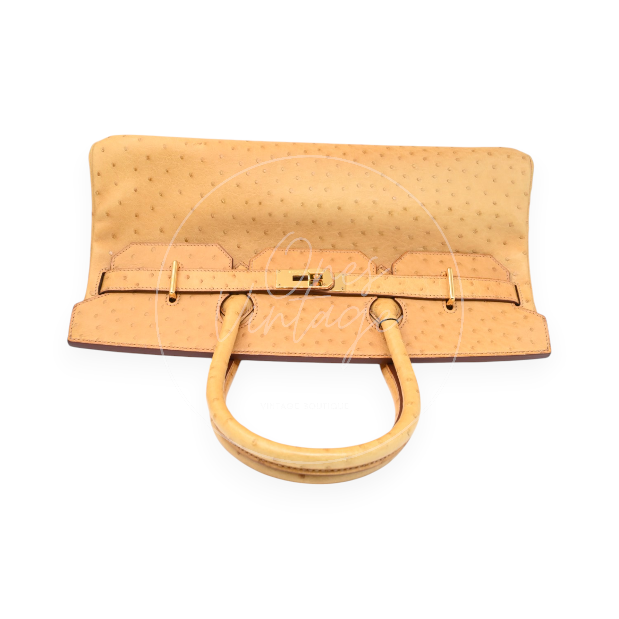 Hermes Birkin Shoulder Ostrich Leather GHW Natural Sable Square O