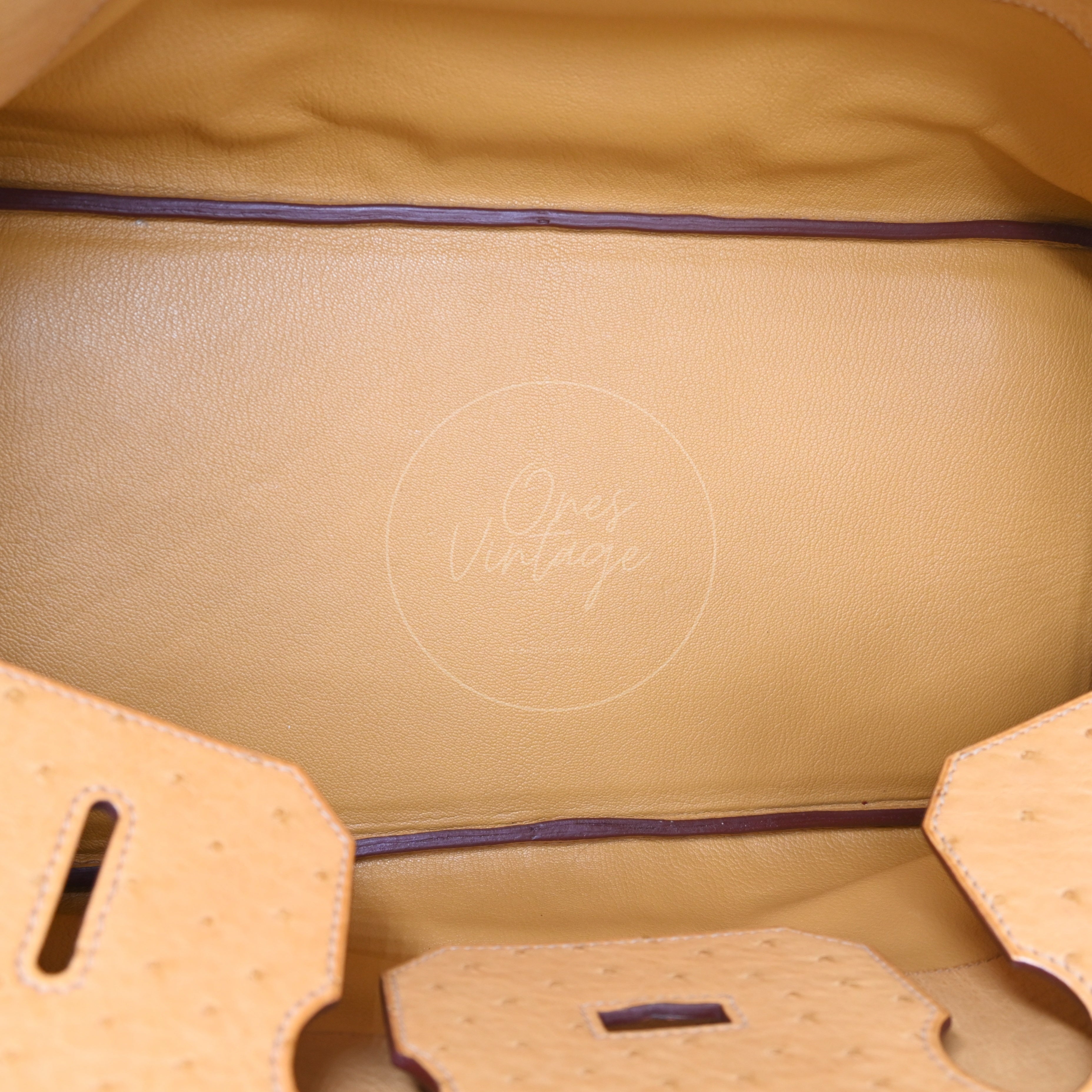 Hermes Birkin Shoulder Ostrich Leather GHW Natural Sable Square O