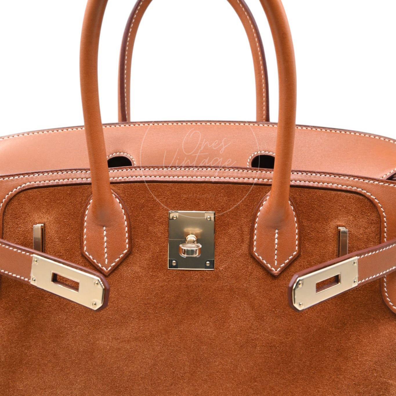 Hermes Birkin 30 Grizzly Handbag GHW Gold Brown Square P