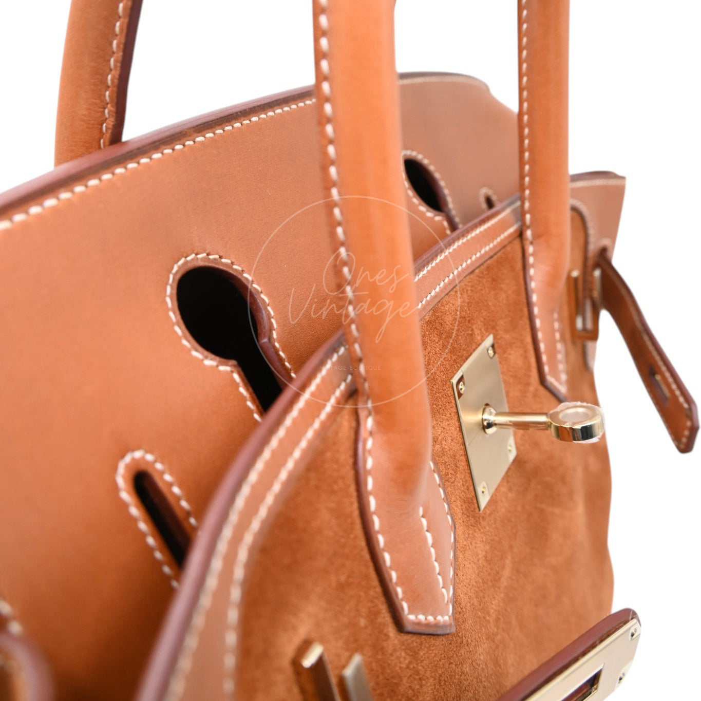 Hermes Birkin 30 Grizzly Handbag GHW Gold Brown Square P