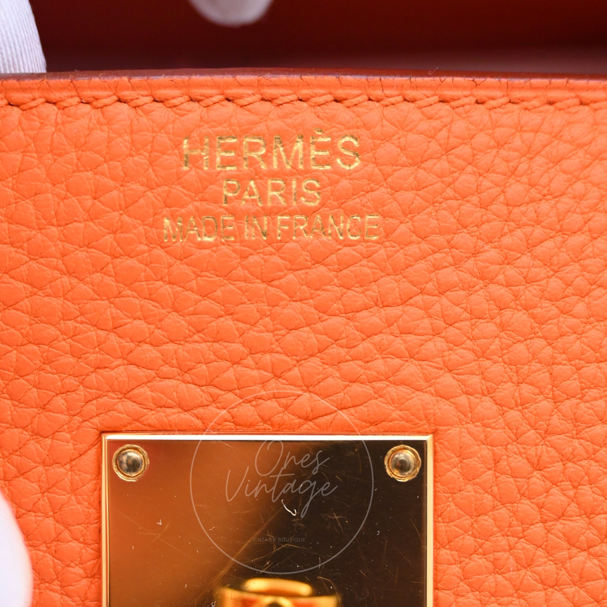 Hermes Shoulder Birkin TC GHW Orange Square N