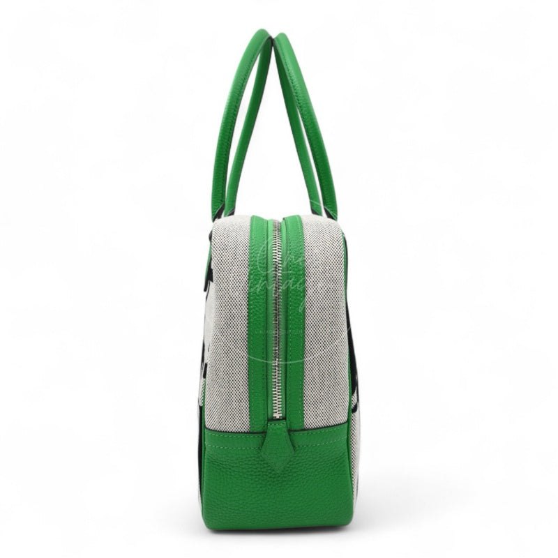Hermes Bamboo Togo and Toile Brides De Gala En Desordre Plume 32 Square R