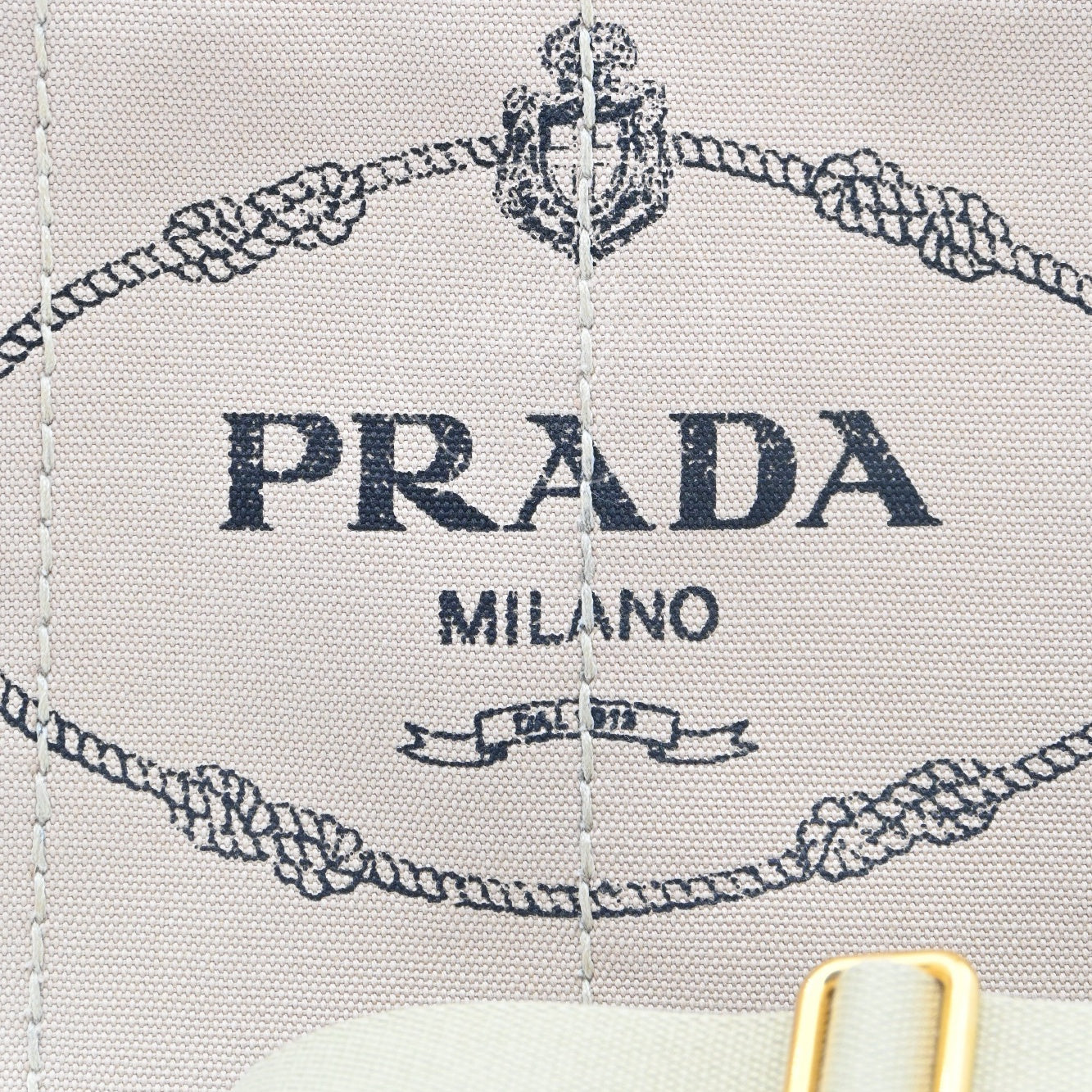 Prada 1BG439 Mini Canapa Handbag in Beige Canvas GHW Beige