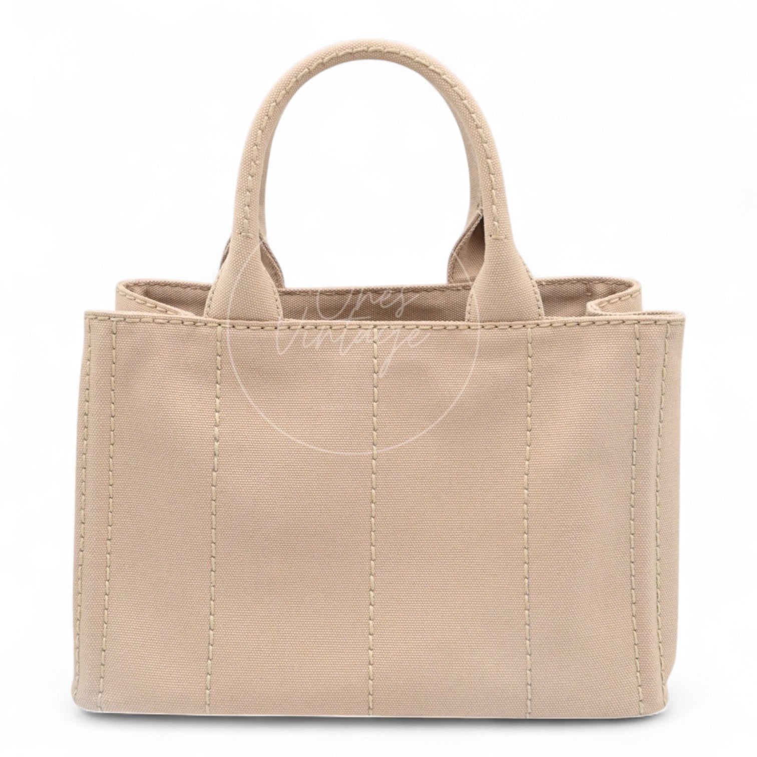 Prada 1BG439 Mini Canapa Handbag in Beige Canvas GHW Beige