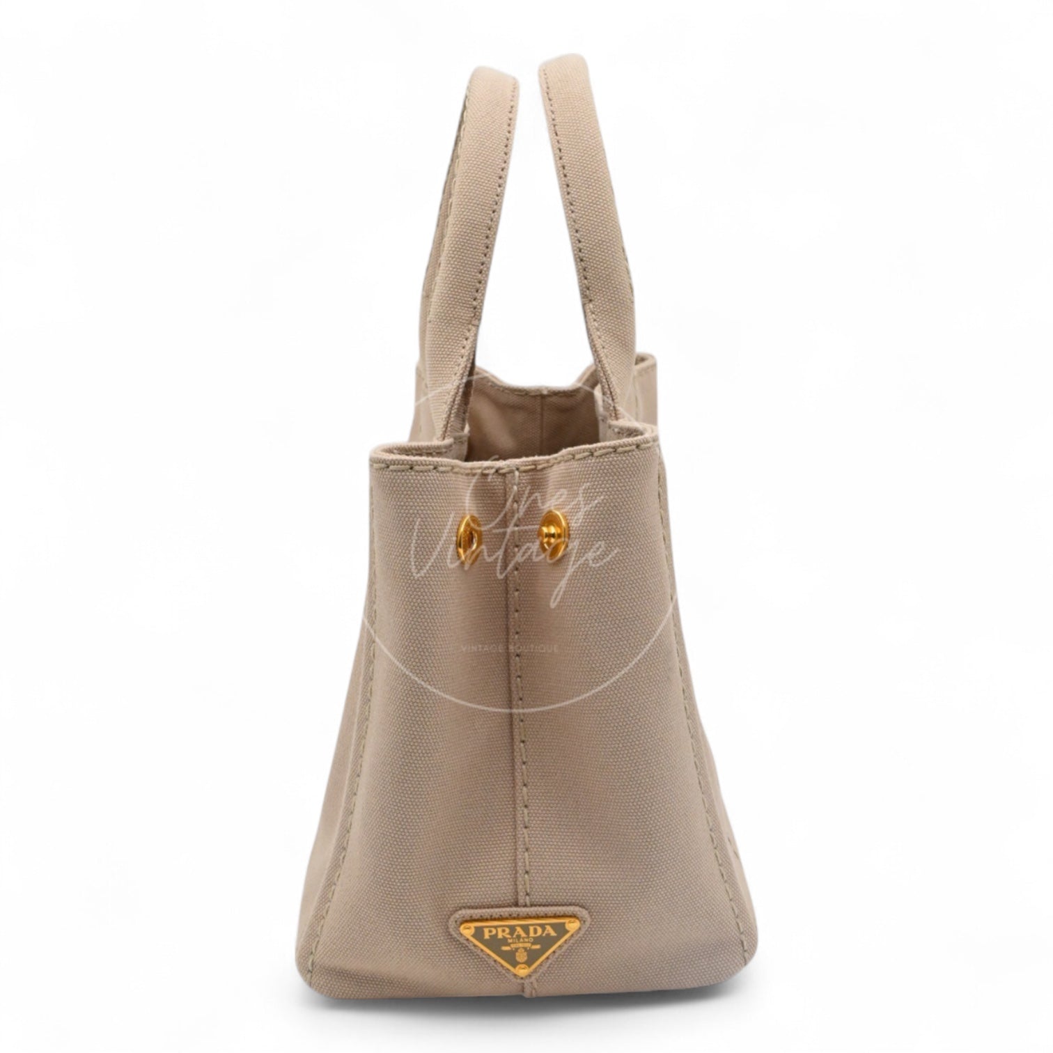 Prada 1BG439 Mini Canapa Handbag in Beige Canvas GHW Beige