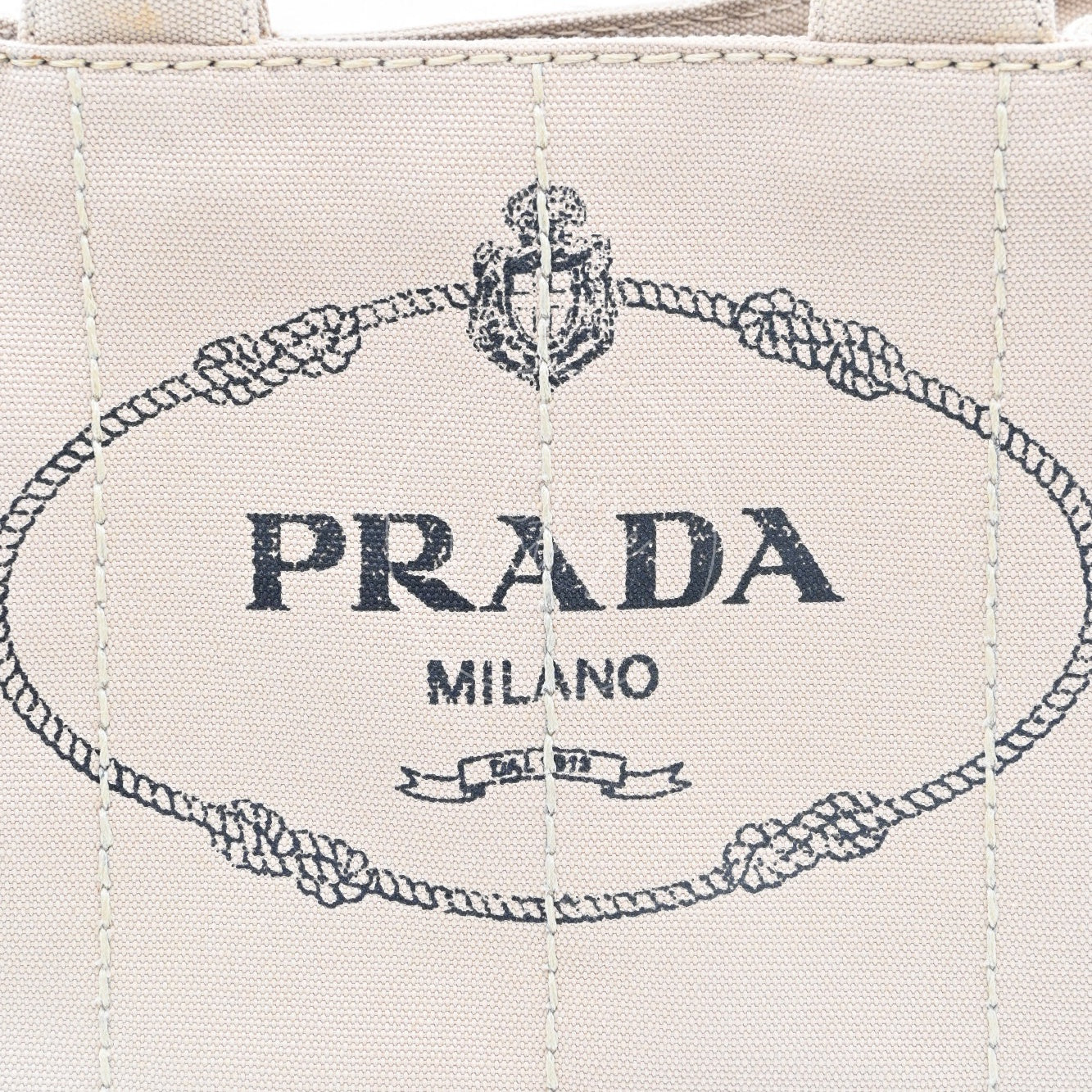 Prada 1BG439 Mini Canapa Handbag in Beige Canvas GHW Beige
