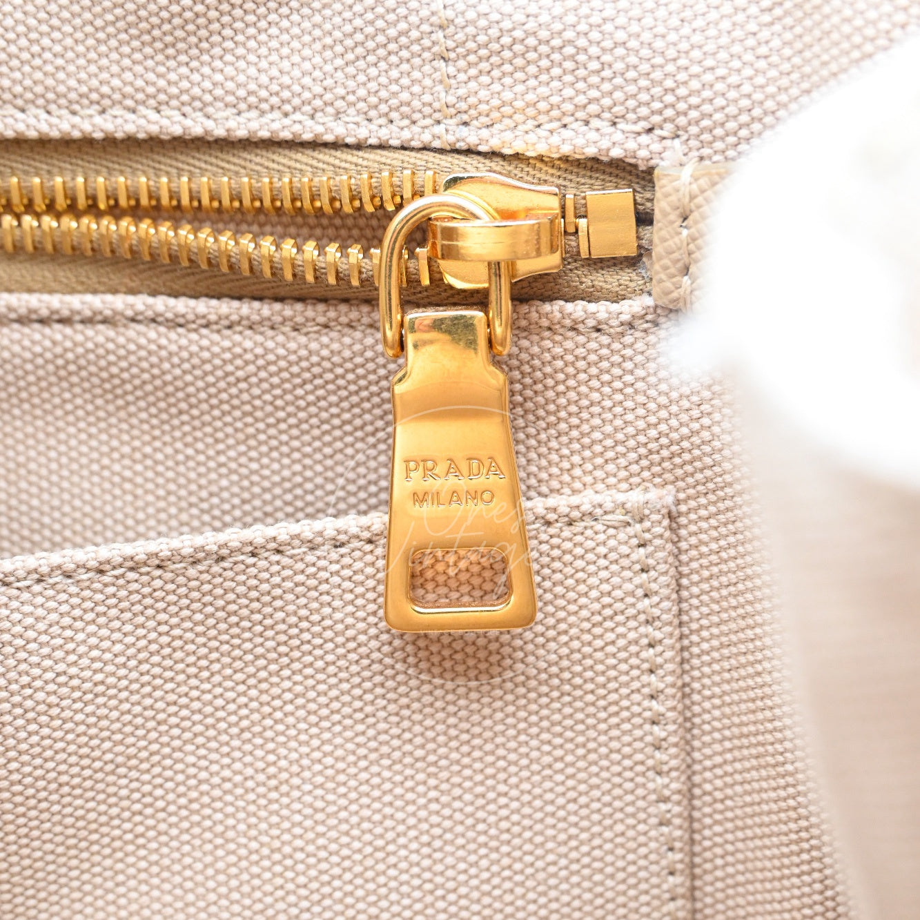 Prada 1BG439 Mini Canapa Handbag in Beige Canvas GHW Beige