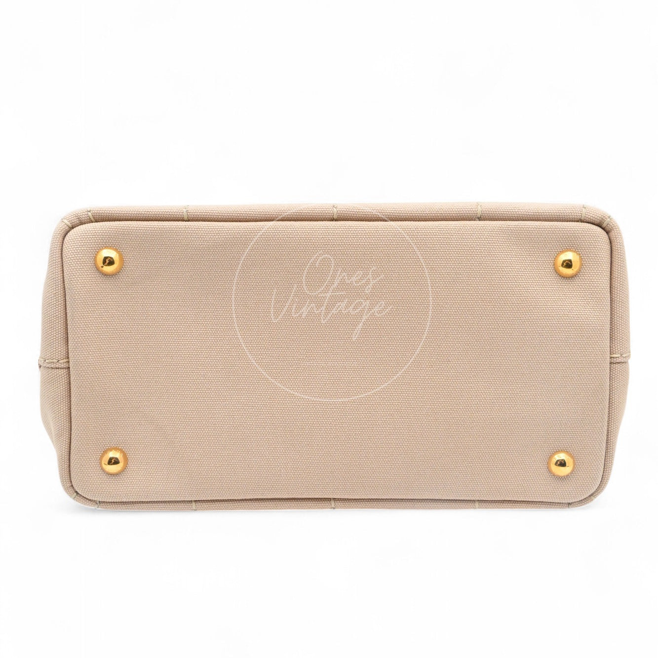 Prada 1BG439 Mini Canapa Handbag in Beige Canvas GHW Beige