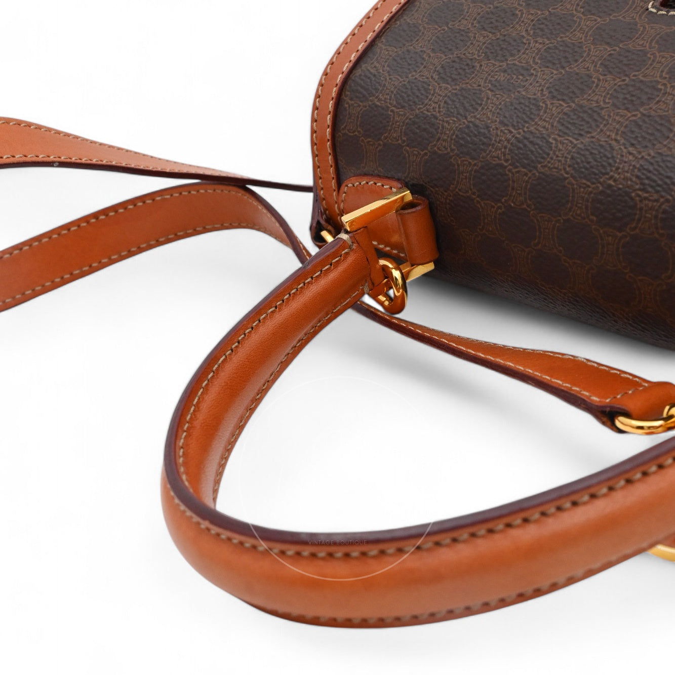 Celine Vintage Macadam Turn Lock Handbag Brown