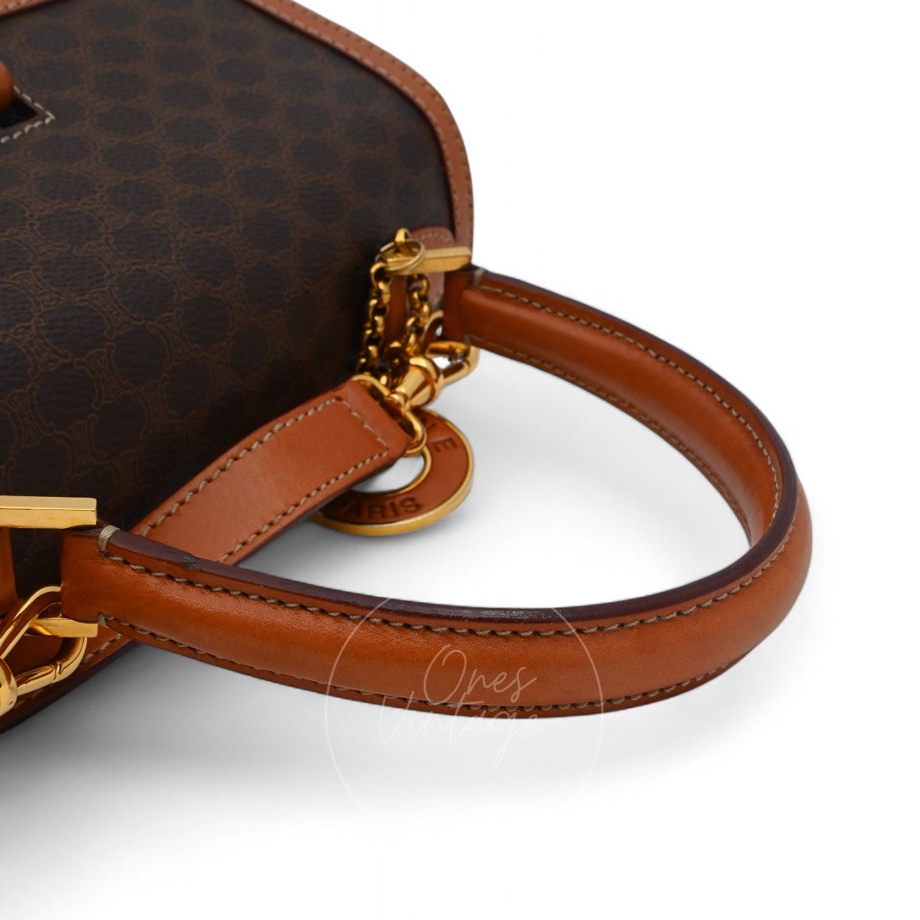 Celine Vintage Macadam Turn Lock Handbag Brown