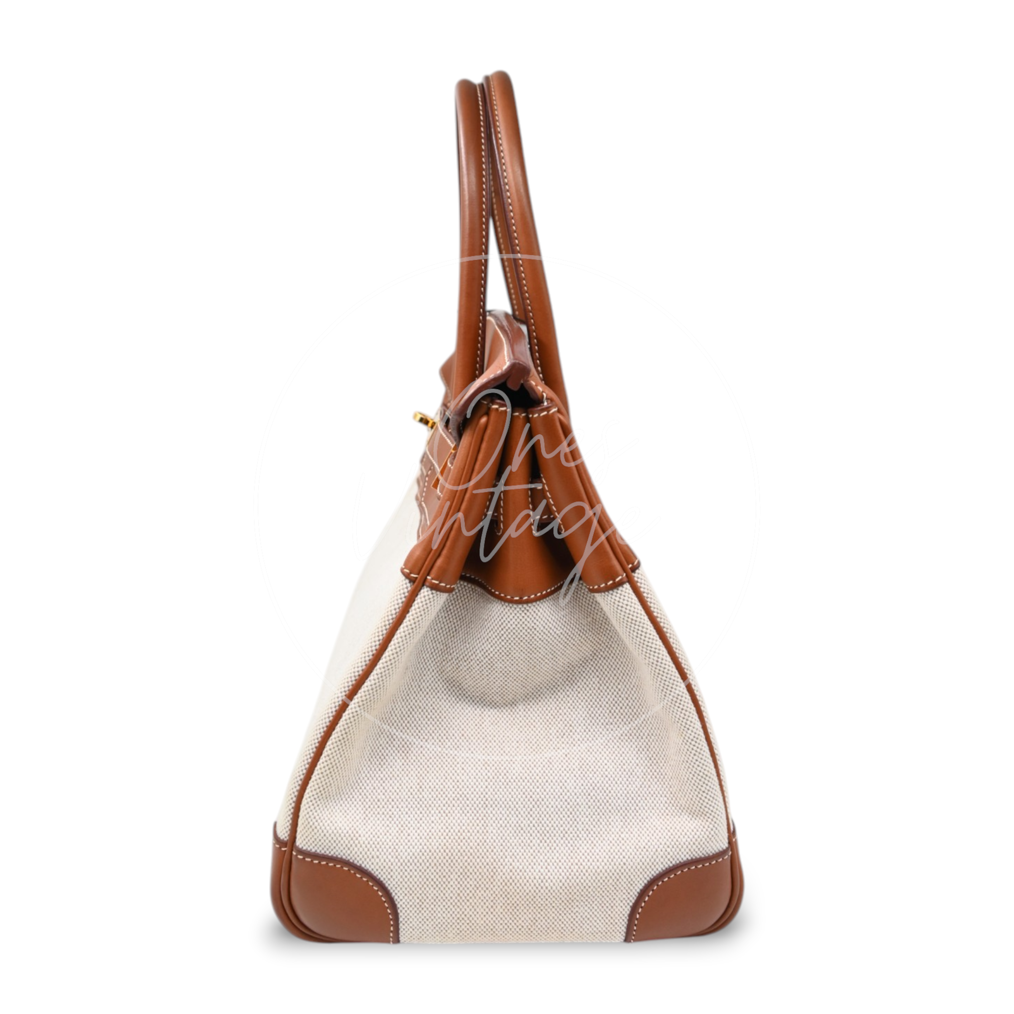 Hermes Birkin 35 Fabrics x Barenia GHW Beige Brown Square H
