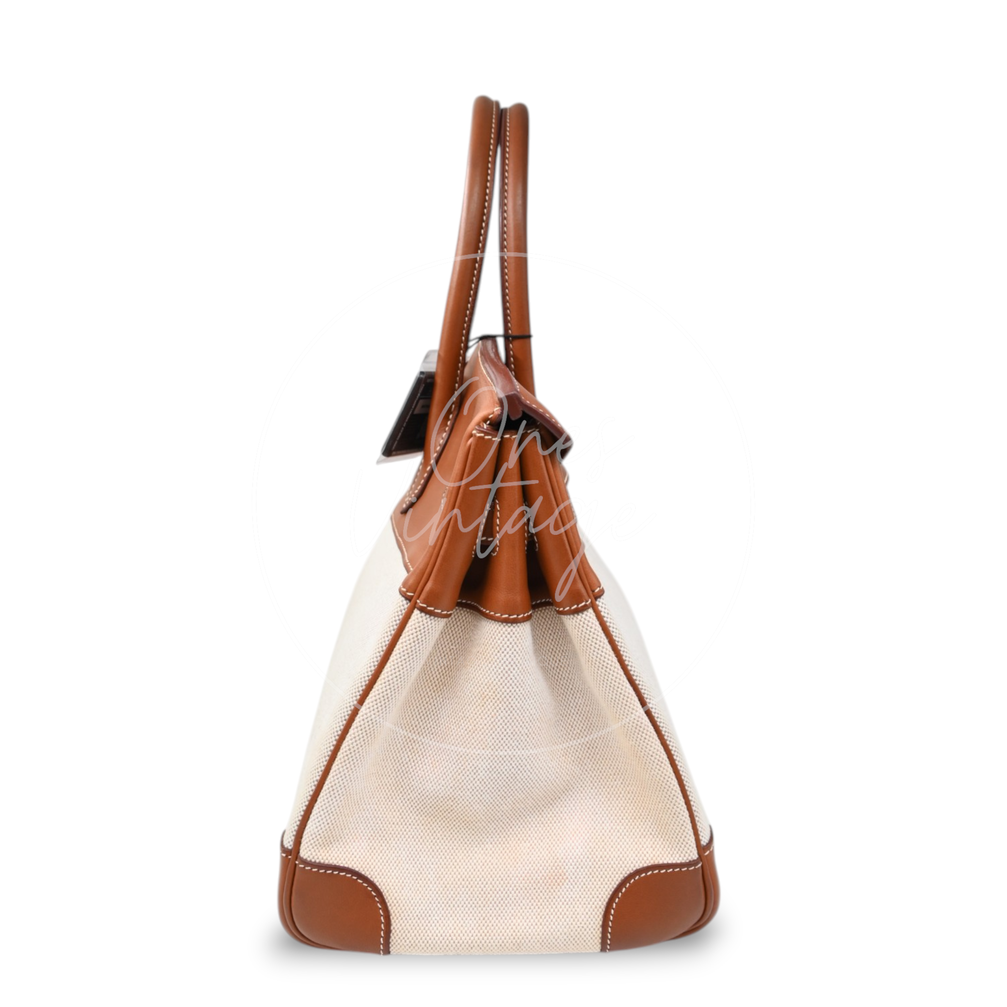 Hermes Birkin 35 Fabrics x Barenia GHW Beige Brown Square H