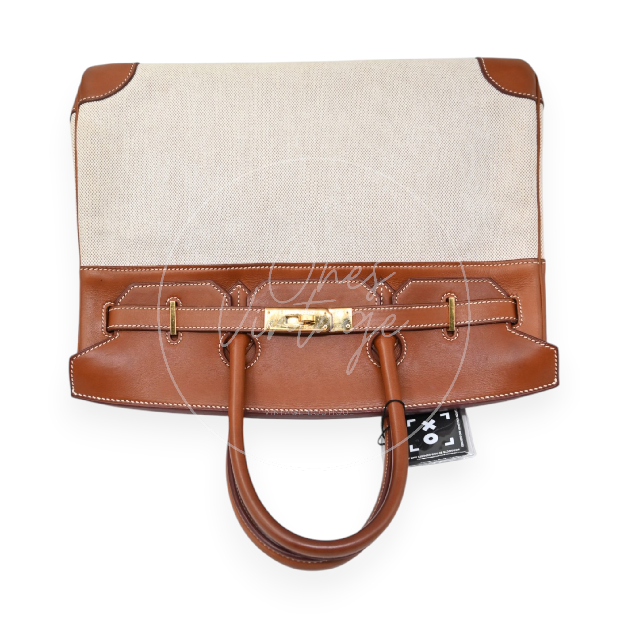 Hermes Birkin 35 Fabrics x Barenia GHW Beige Brown Square H