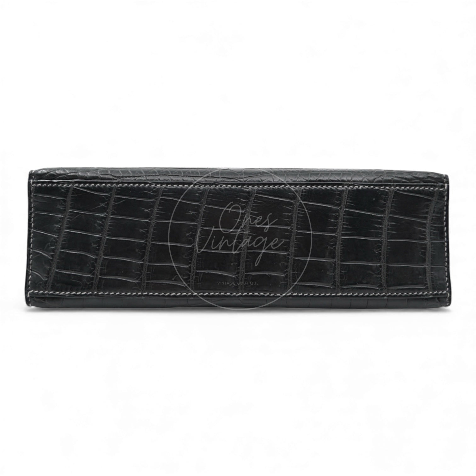 Hermes Kelly Pochette Matt Croco PHW Graphite Square J