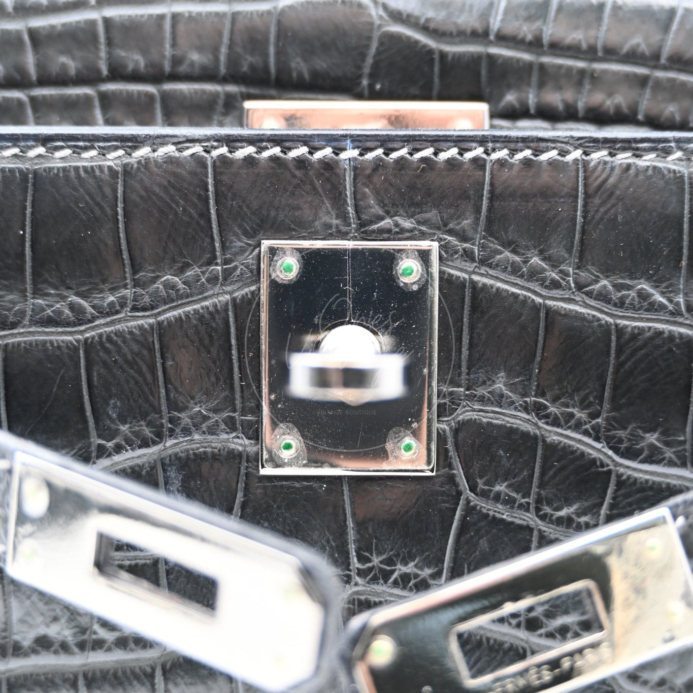 Hermes Kelly Pochette Matt Croco PHW Graphite Square J