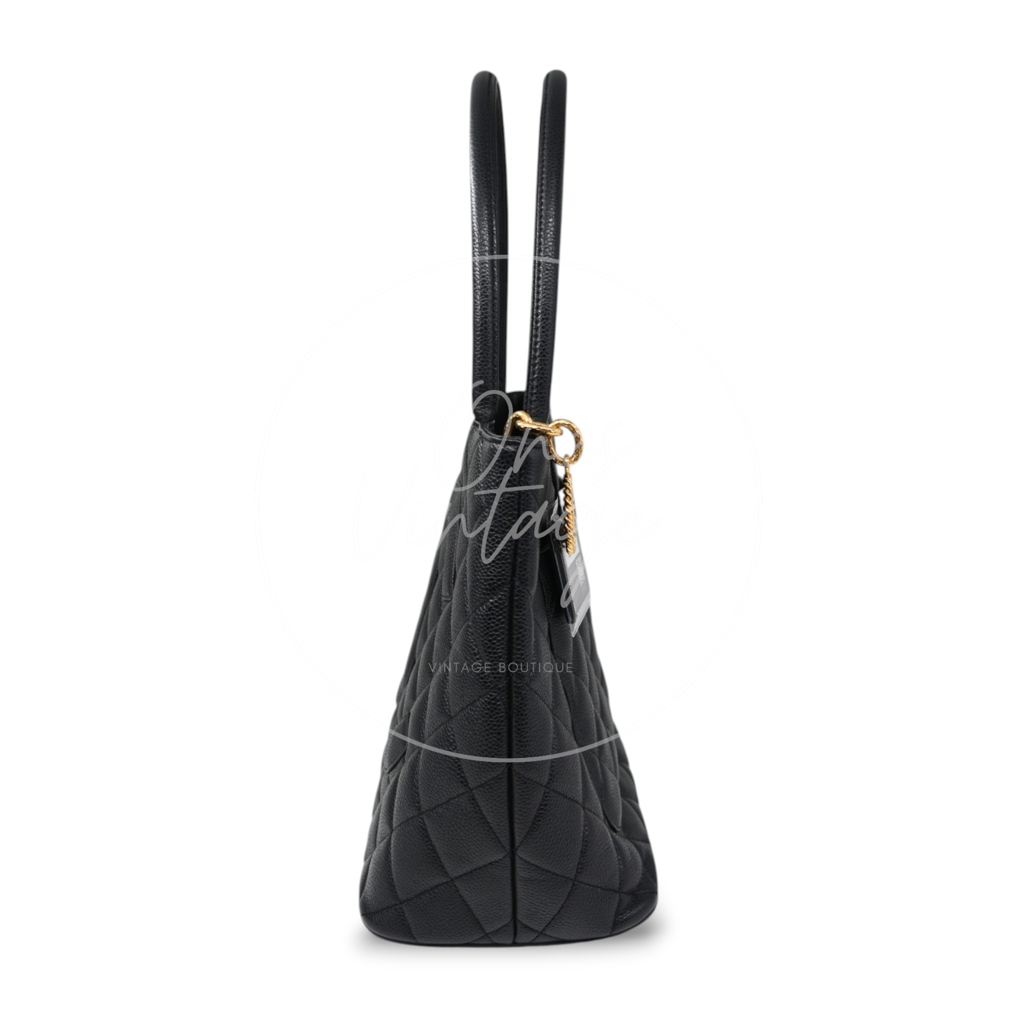 Chanel Black Caviar Vintage Medallion Tote Bag GHW Black Series 6