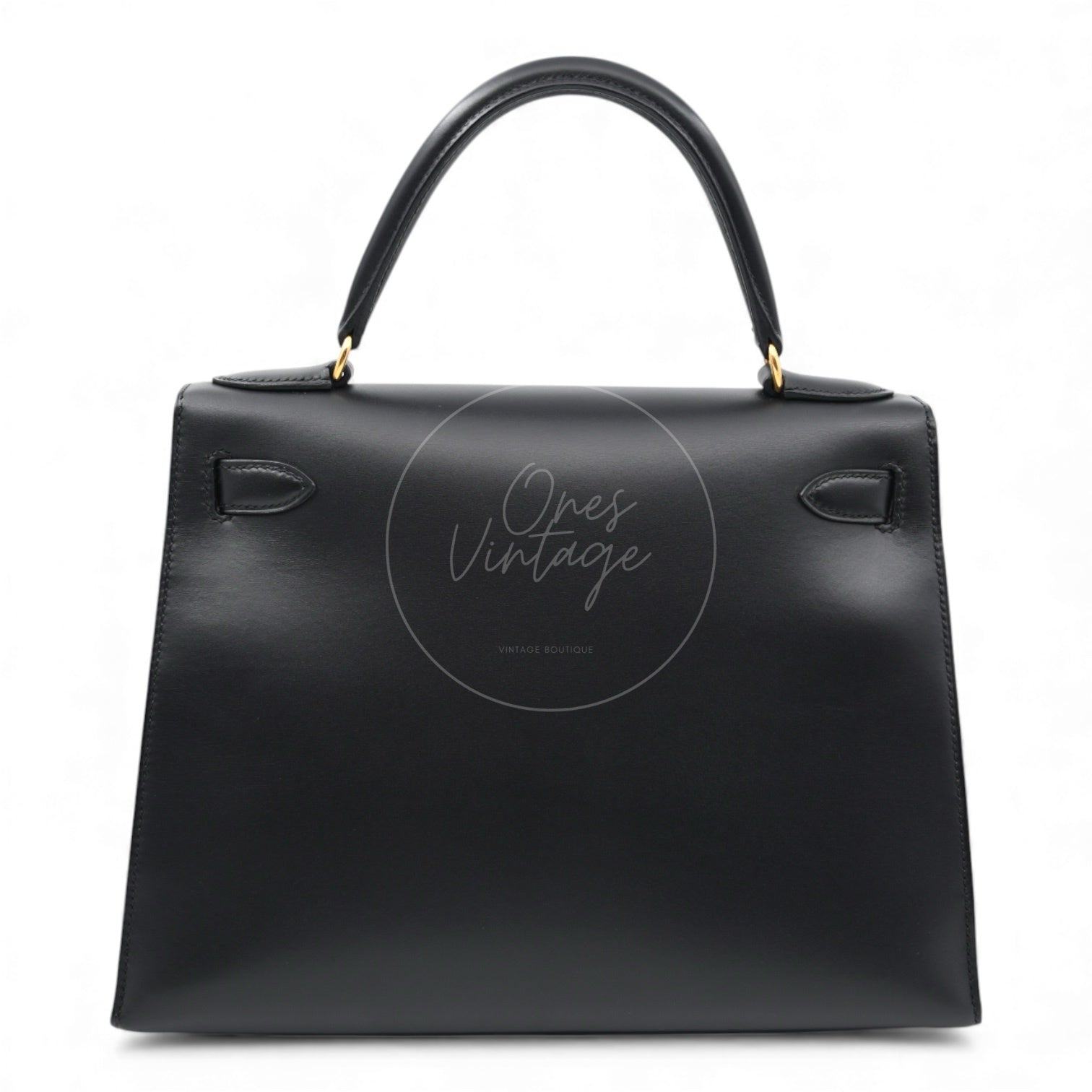Hermes Kelly 28Box Caft Handbag GHW Black Circle Z