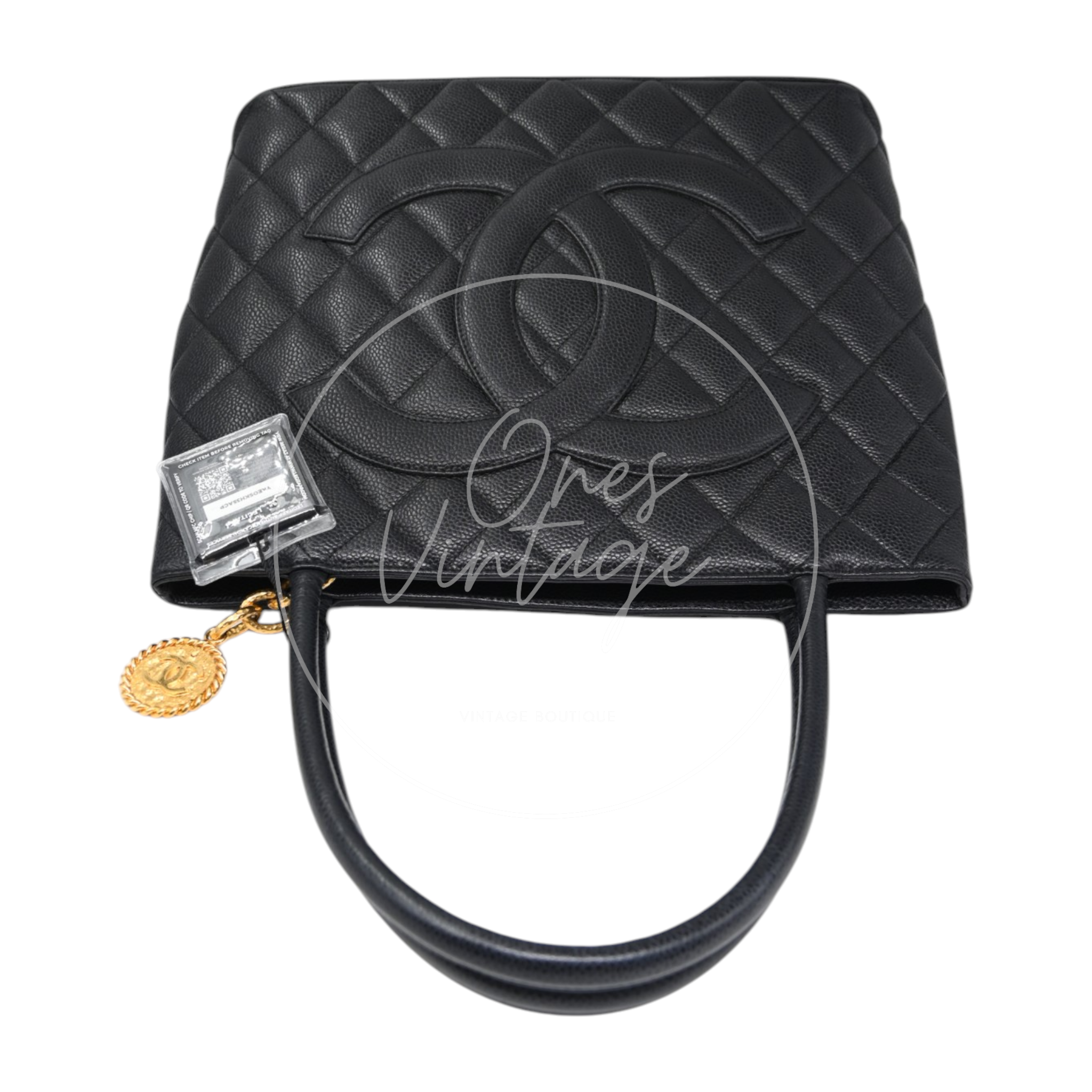 Chanel Black Caviar Vintage Medallion Tote Bag GHW Black Series 6