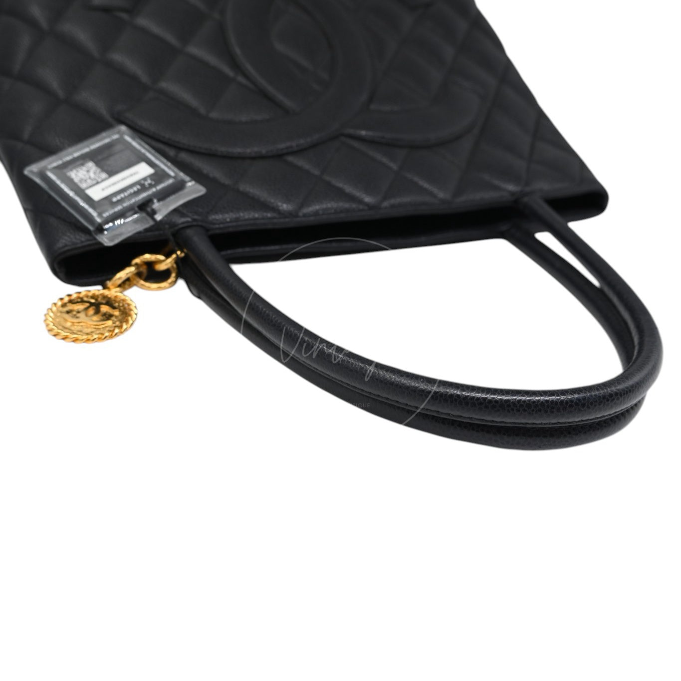 Chanel Black Caviar Vintage Medallion Tote Bag GHW Black Series 6