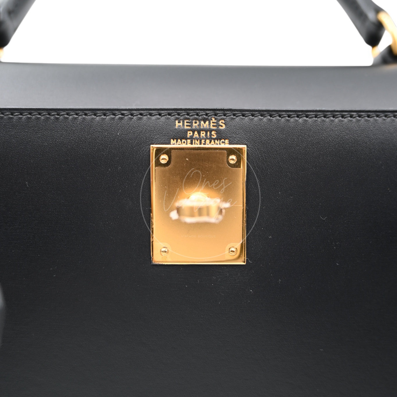 Hermes Kelly 28Box Caft Handbag GHW Black Circle Z