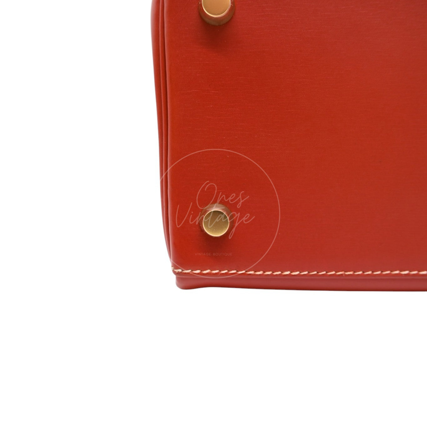 Hermes Kelly 28 Box Leather Handbag GHW Brique Circle W