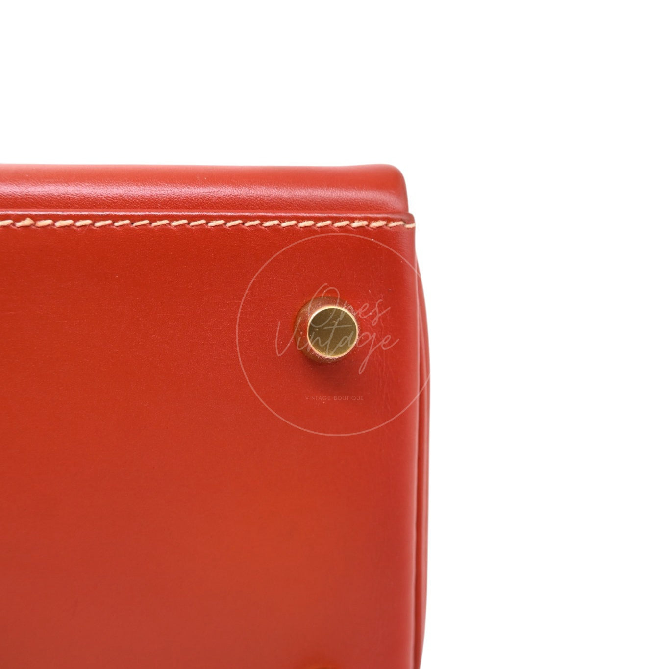 Hermes Kelly 28 Box Leather Handbag GHW Brique Circle W