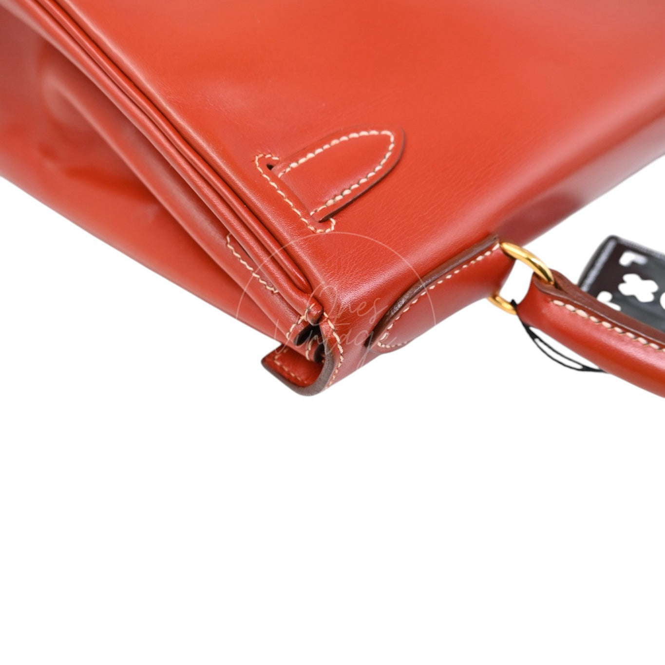 Hermes Kelly 28 Box Leather Handbag GHW Brique Circle W