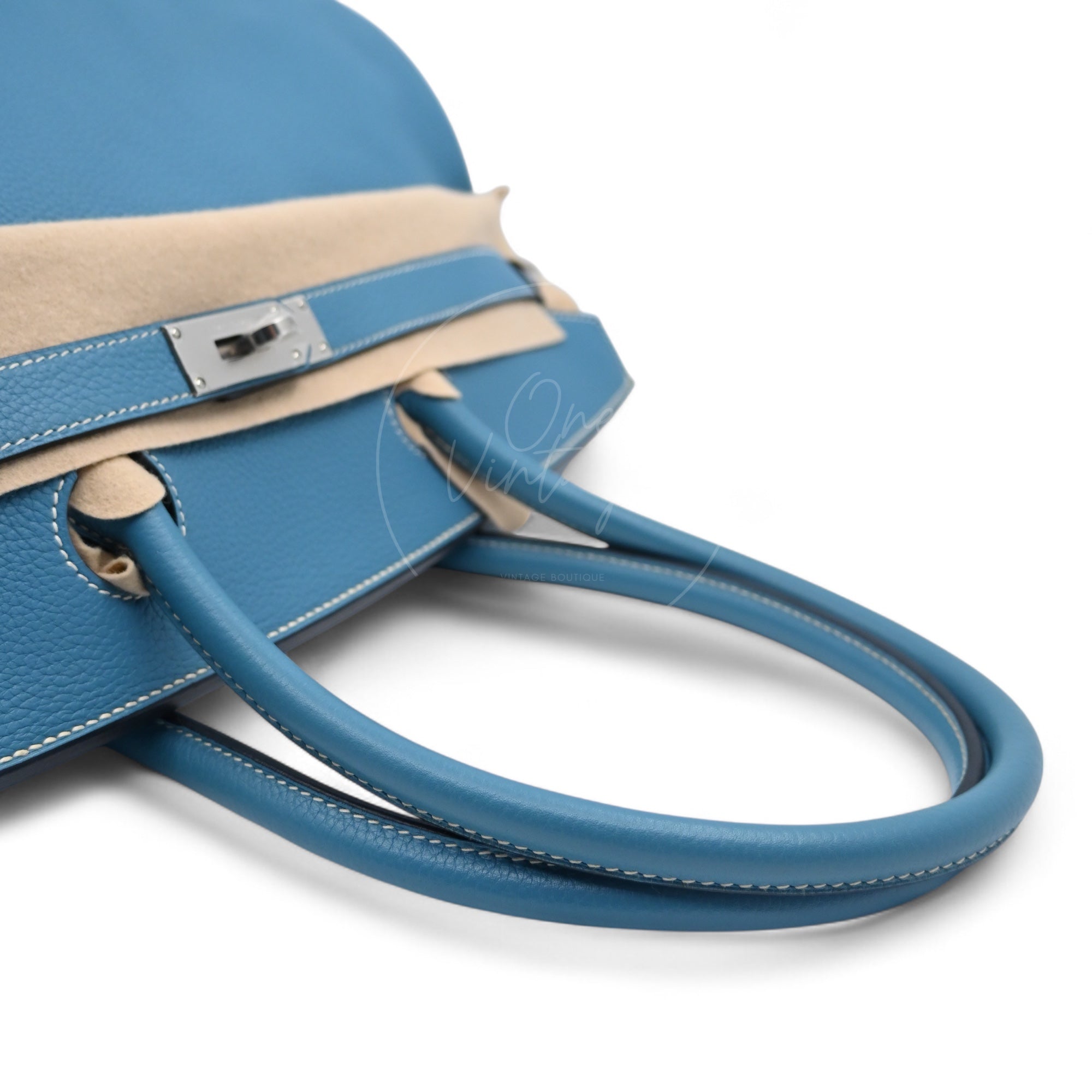 Hermes Shoulder Birkin Denim Togo PHW Blue Square M