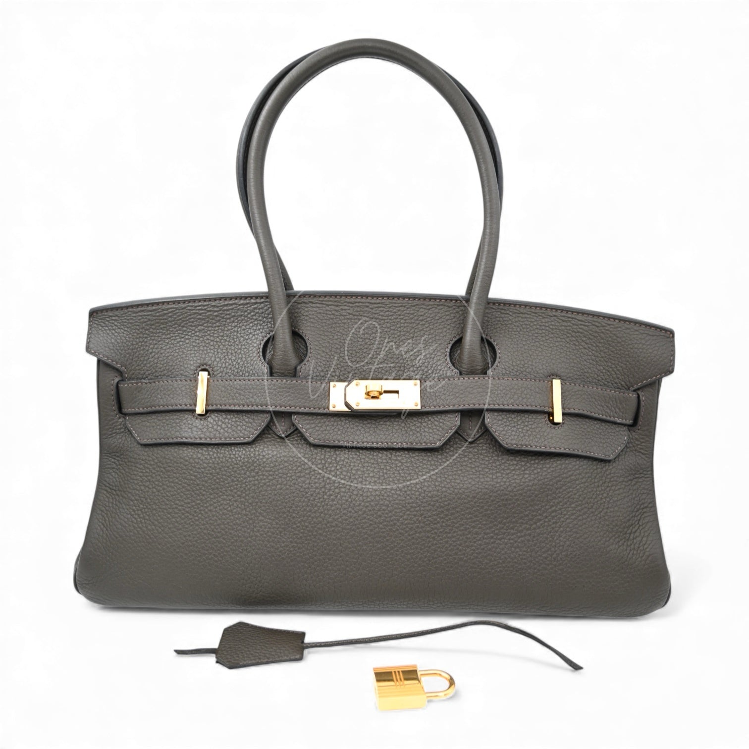 Hermes Birkin Shoulder Clemence GHW Dark Green Square M