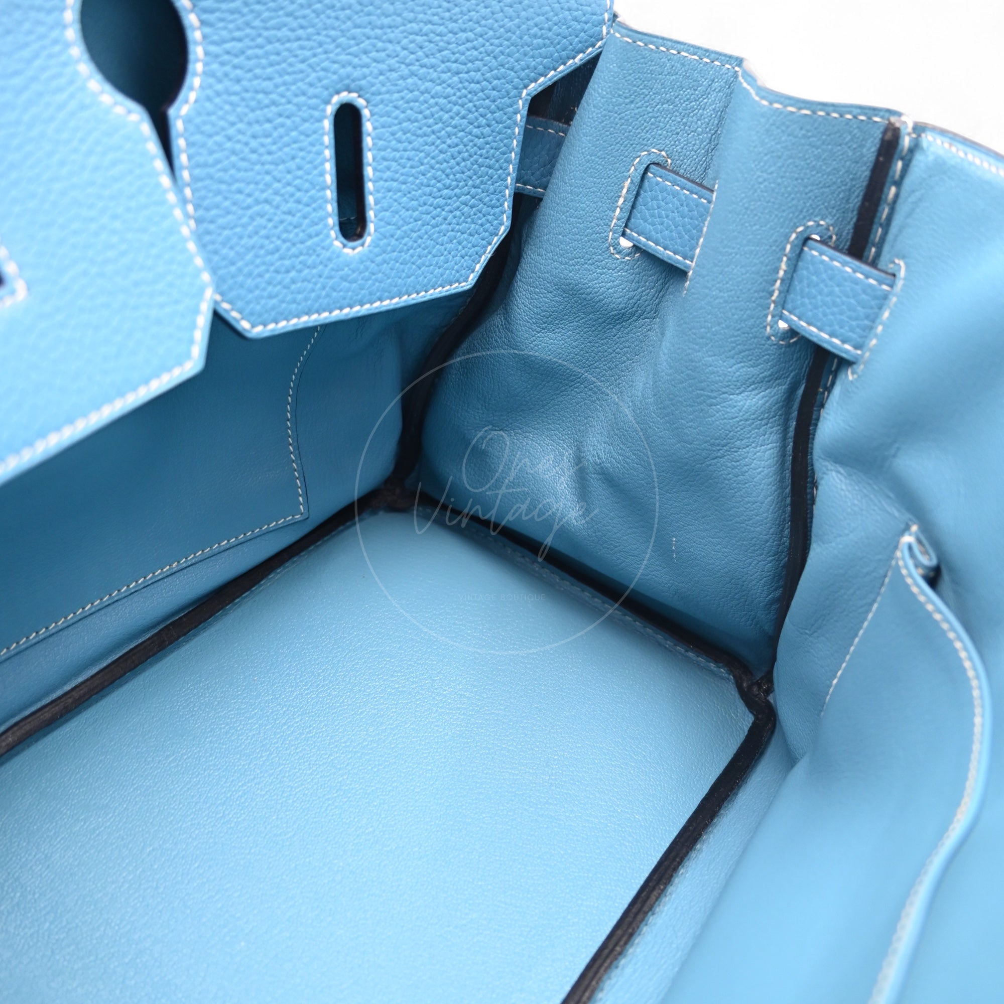 Hermes Shoulder Birkin Denim Togo PHW Blue Square M