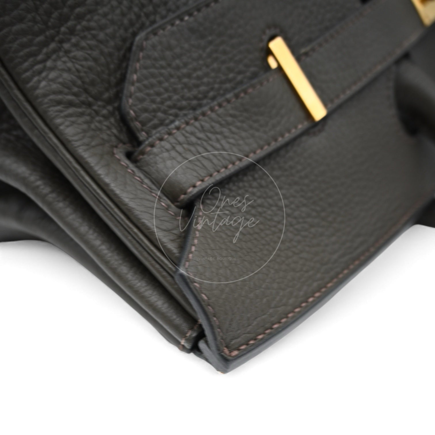 Hermes Birkin Shoulder Clemence GHW Dark Green Square M