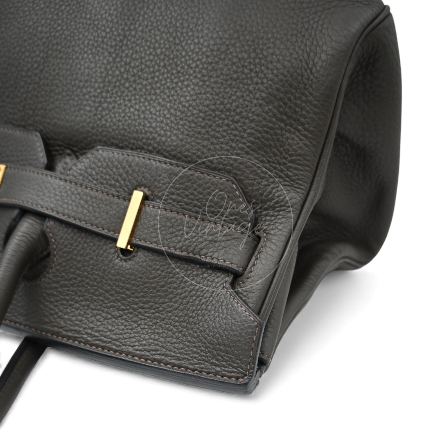 Hermes Birkin Shoulder Clemence GHW Dark Green Square M