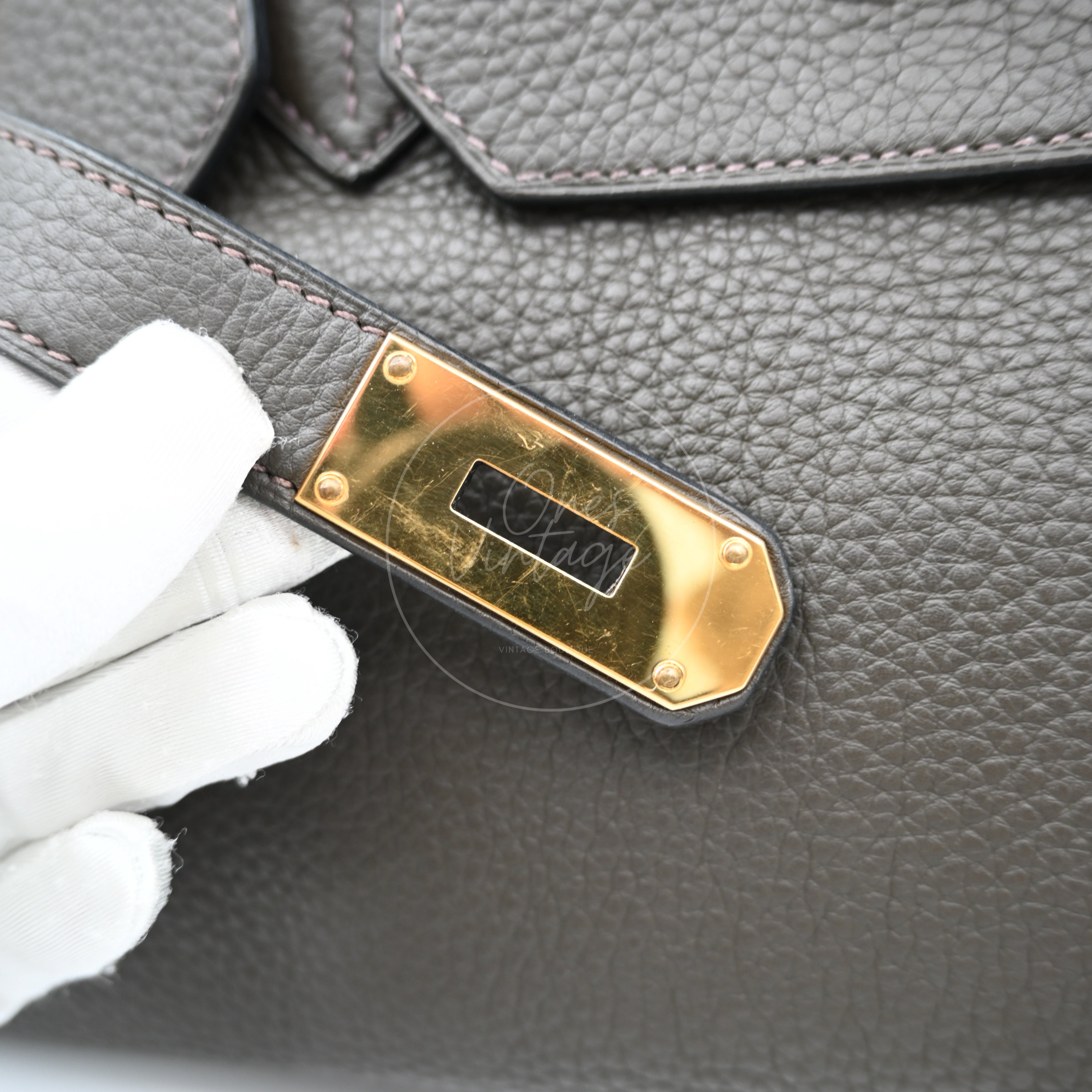 Hermes Birkin Shoulder Clemence GHW Dark Green Square M