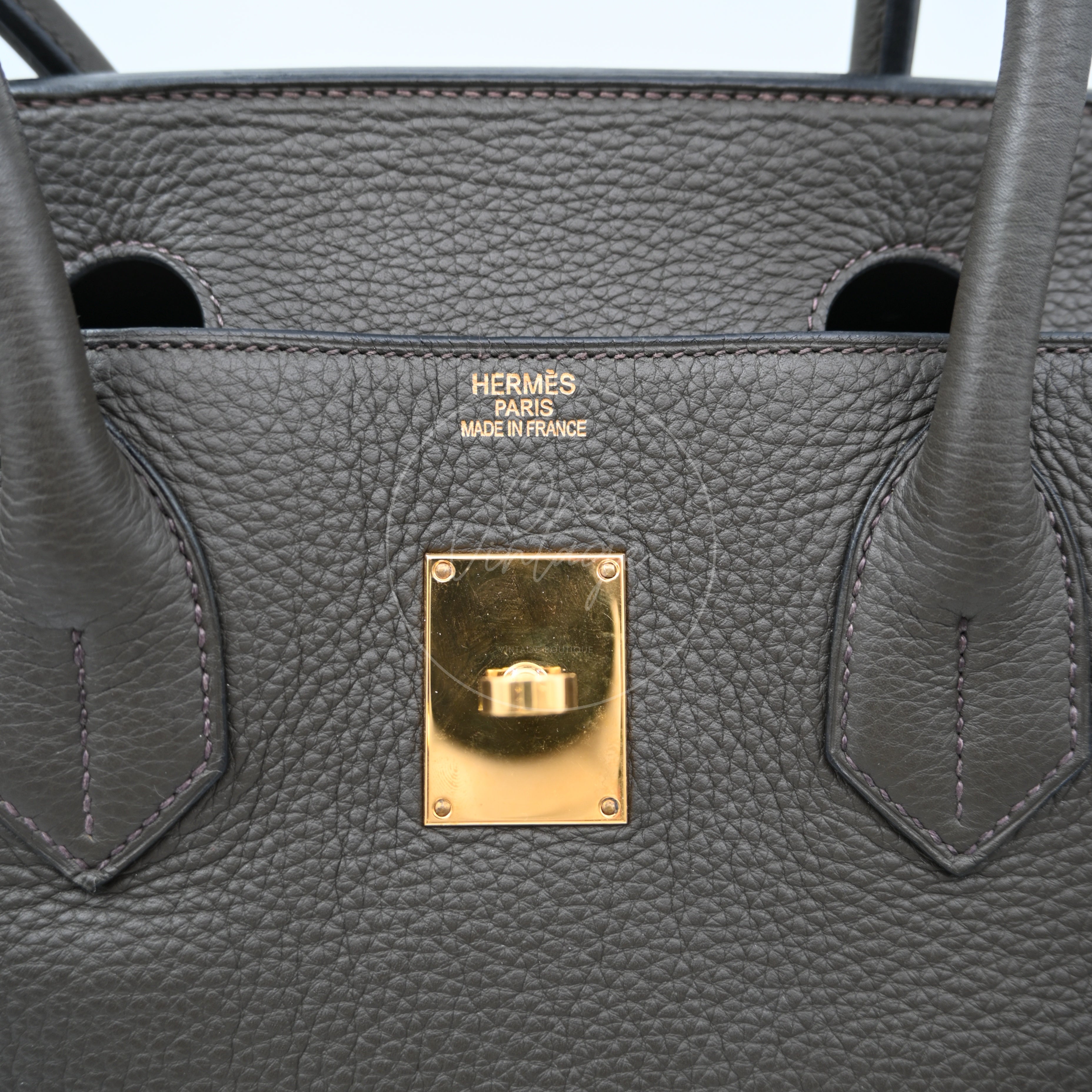 Hermes Birkin Shoulder Clemence GHW Dark Green Square M