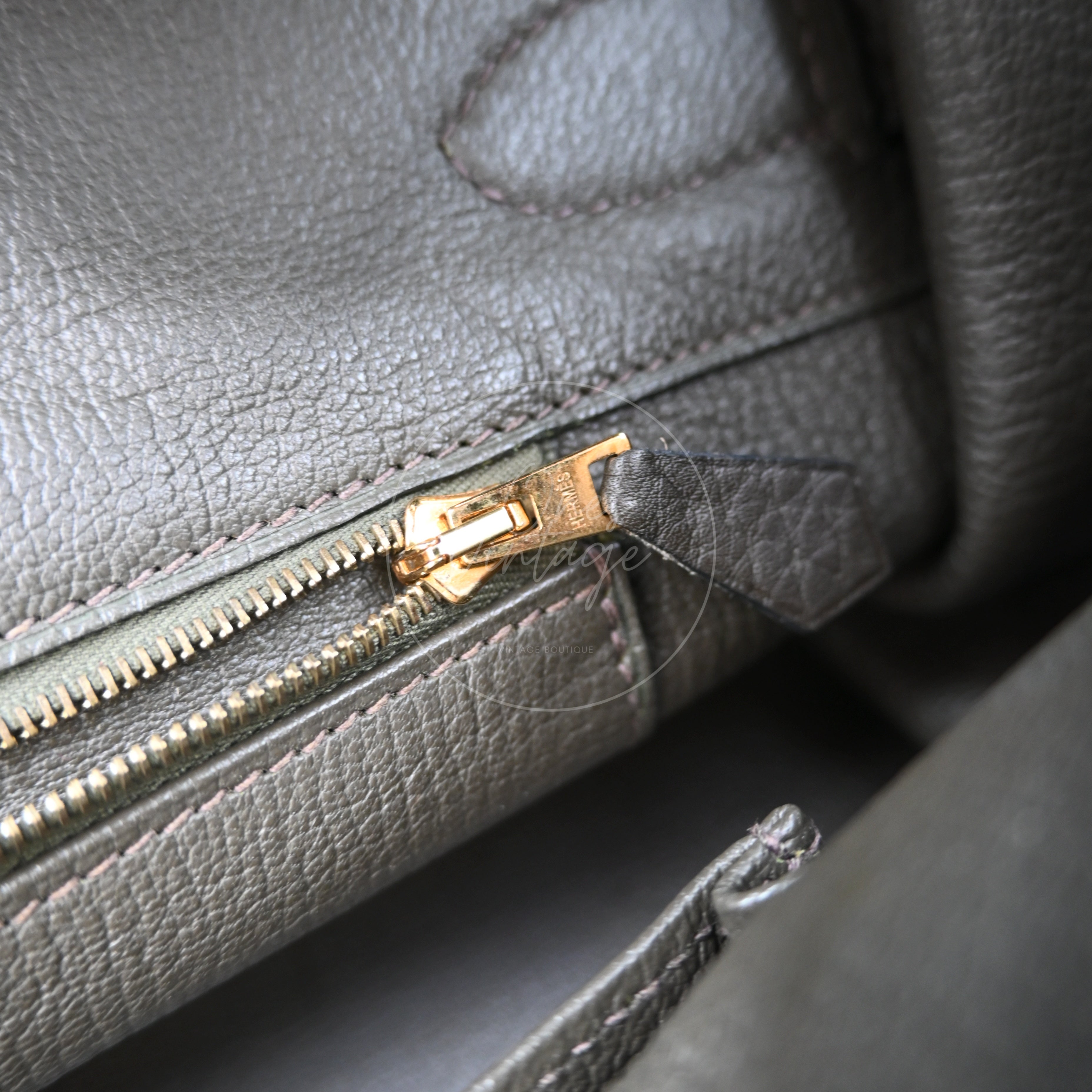 Hermes Birkin Shoulder Clemence GHW Dark Green Square M