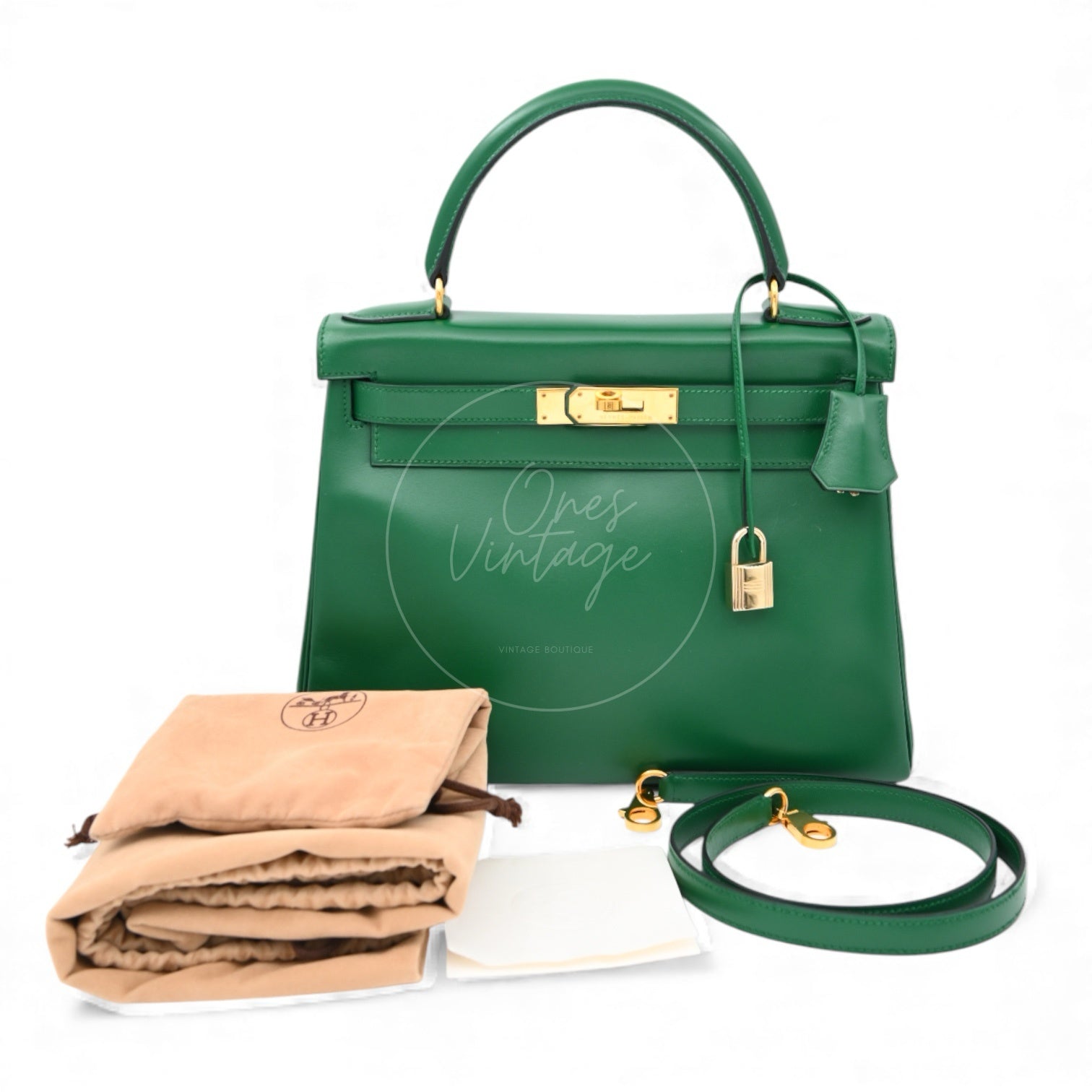 Hermes Kelly 28 Box GHW Dark Green Square B