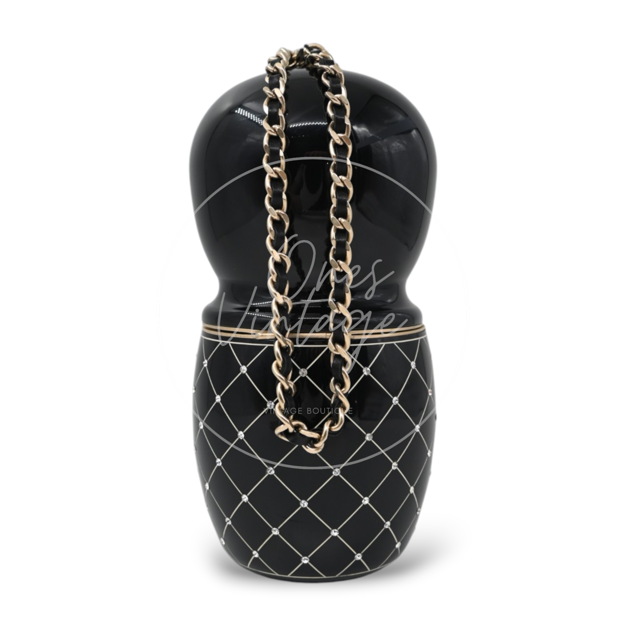 Chanel Paris-Bombay Métiers d'Art Matryoshka Doll Minaudière Black Resin GHW Black & Gold Series 16