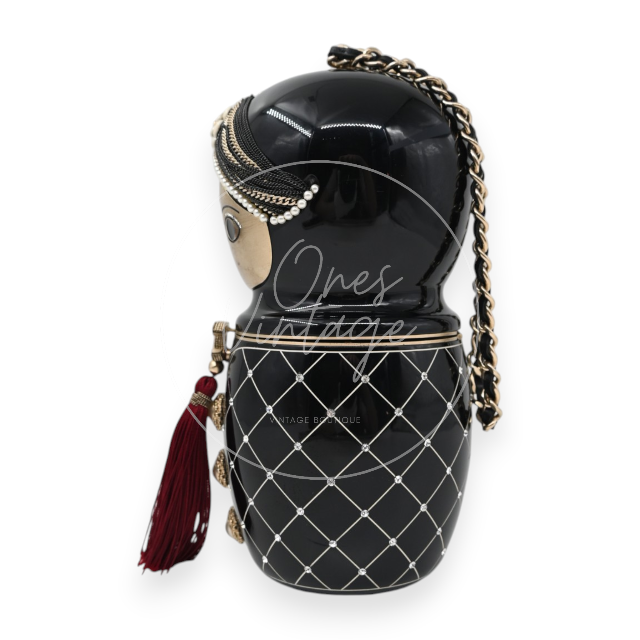 Chanel Paris-Bombay Métiers d'Art Matryoshka Doll Minaudière Black Resin GHW Black & Gold Series 16