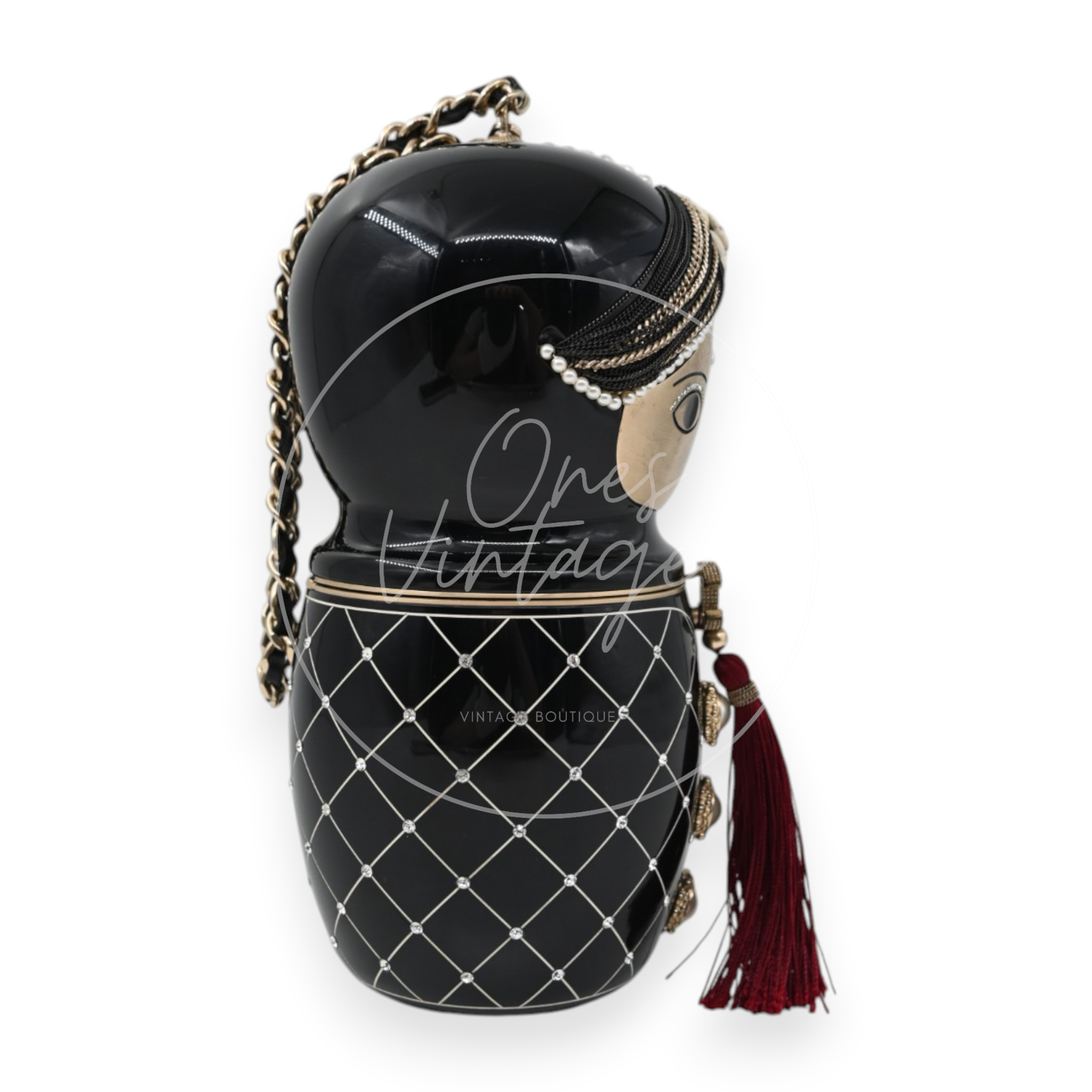 Chanel Paris-Bombay Métiers d'Art Matryoshka Doll Minaudière Black Resin GHW Black & Gold Series 16