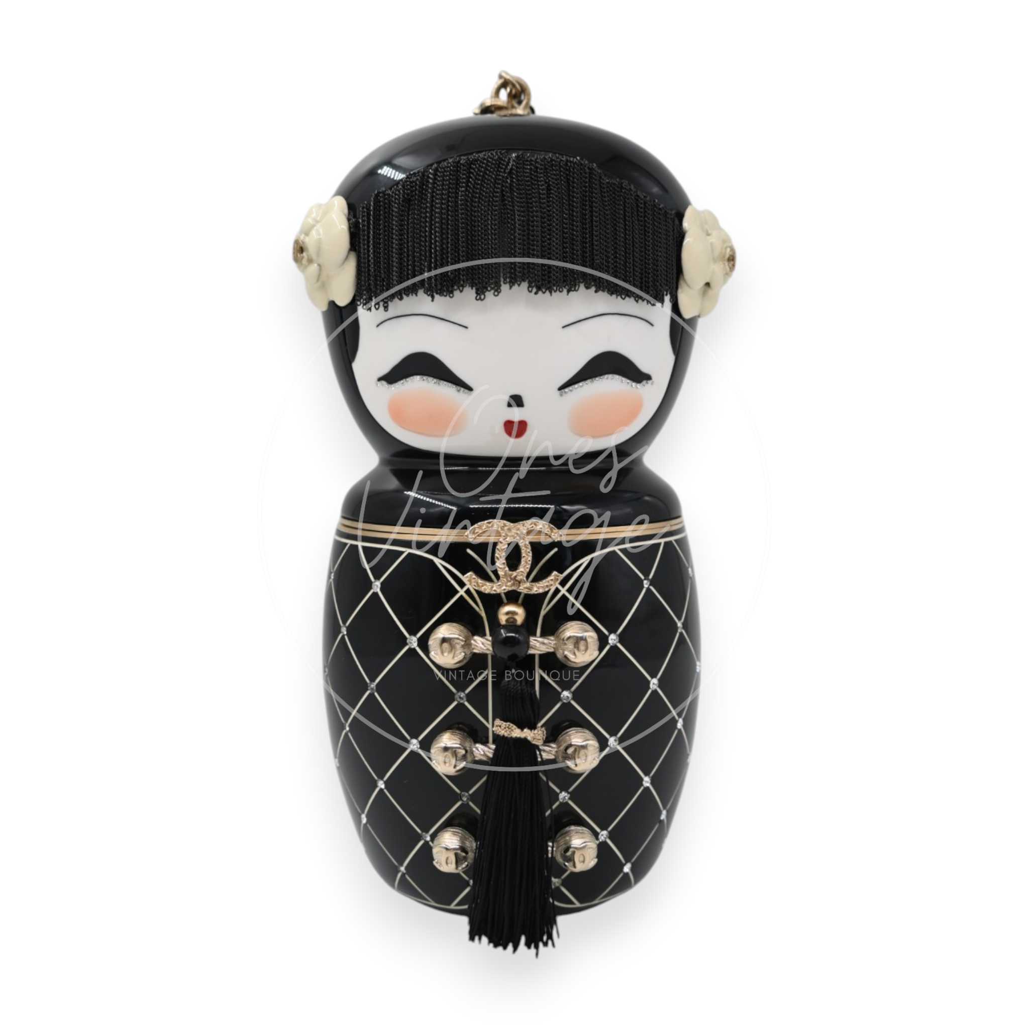 Chanel Resin Paris-Shanghai Doll Evening Bag GHW Black