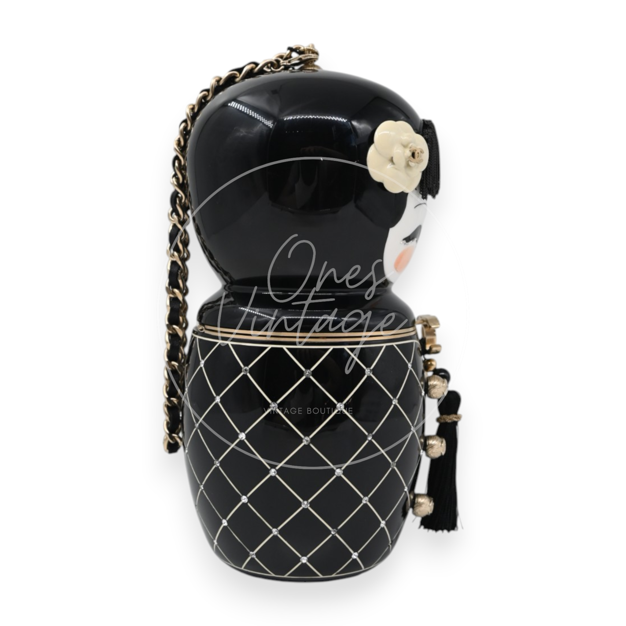 Chanel Resin Paris-Shanghai Doll Evening Bag GHW Black