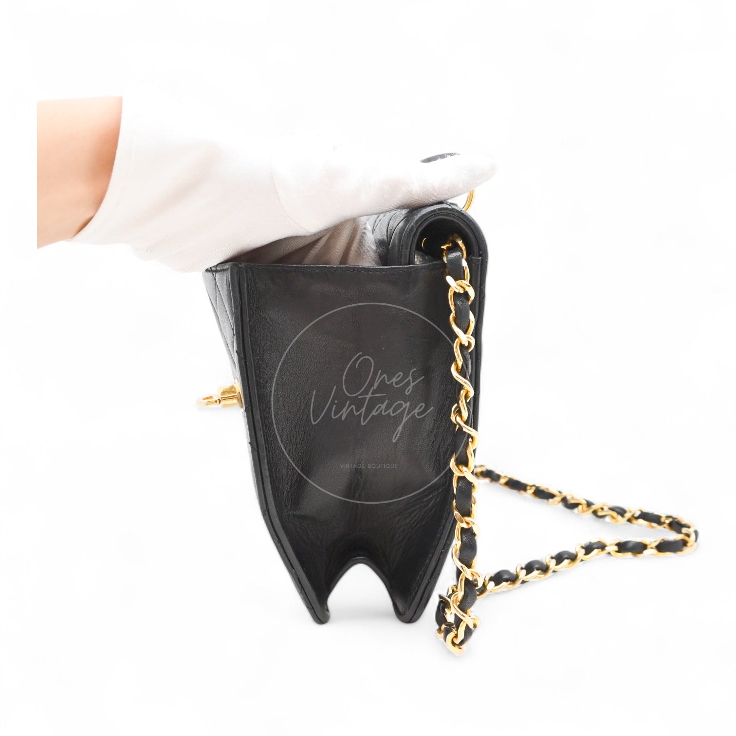 Chanel Quilted Aged Lambskin Double CC Turn-Lock Mini Briefcase Bag GHW Black Series 0