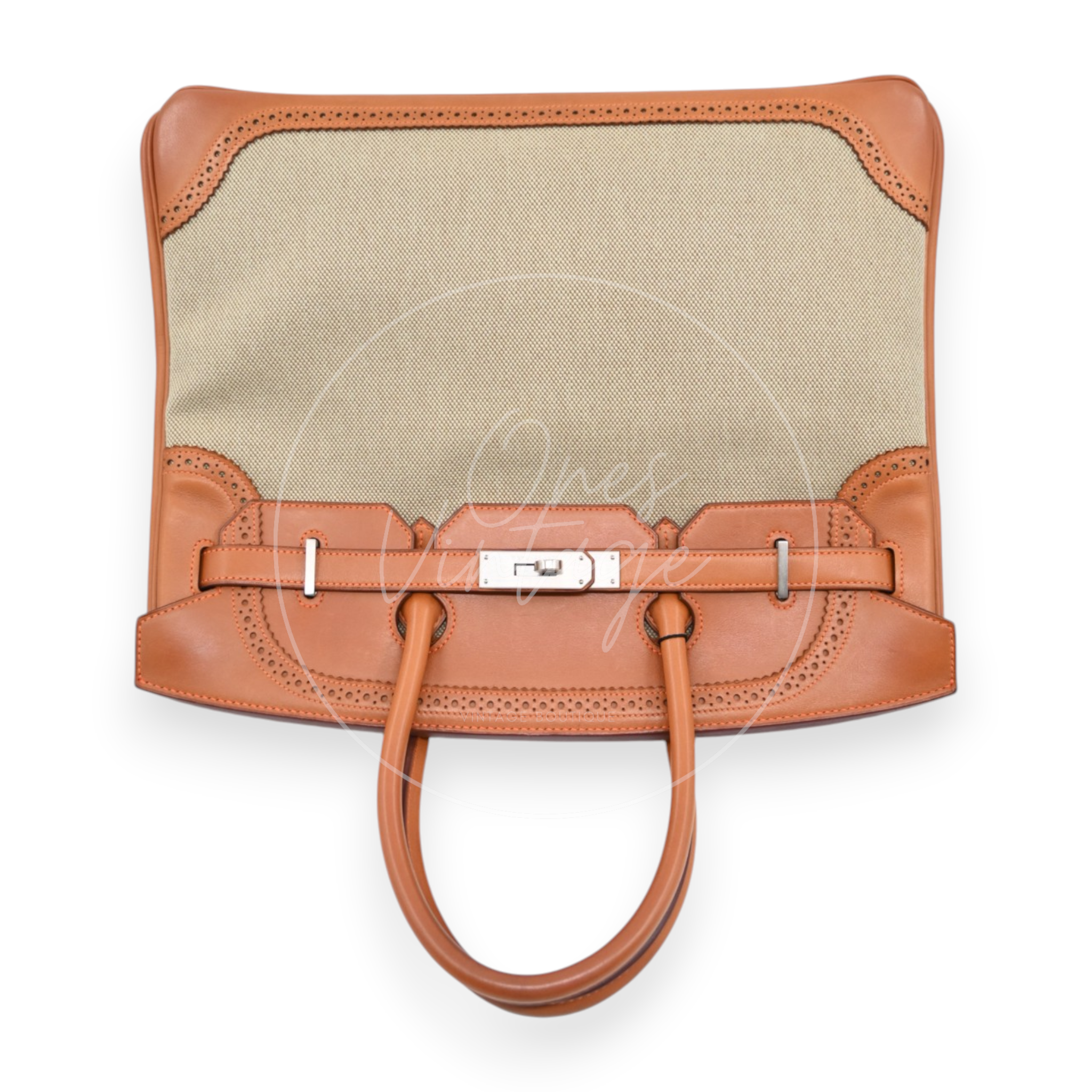 Hermes Birkin 35 Fabrics x Barenia GHW Beige Brown Square P