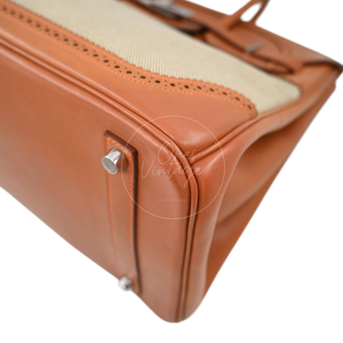 Hermes Birkin 35 Fabrics x Barenia GHW Beige Brown Square P