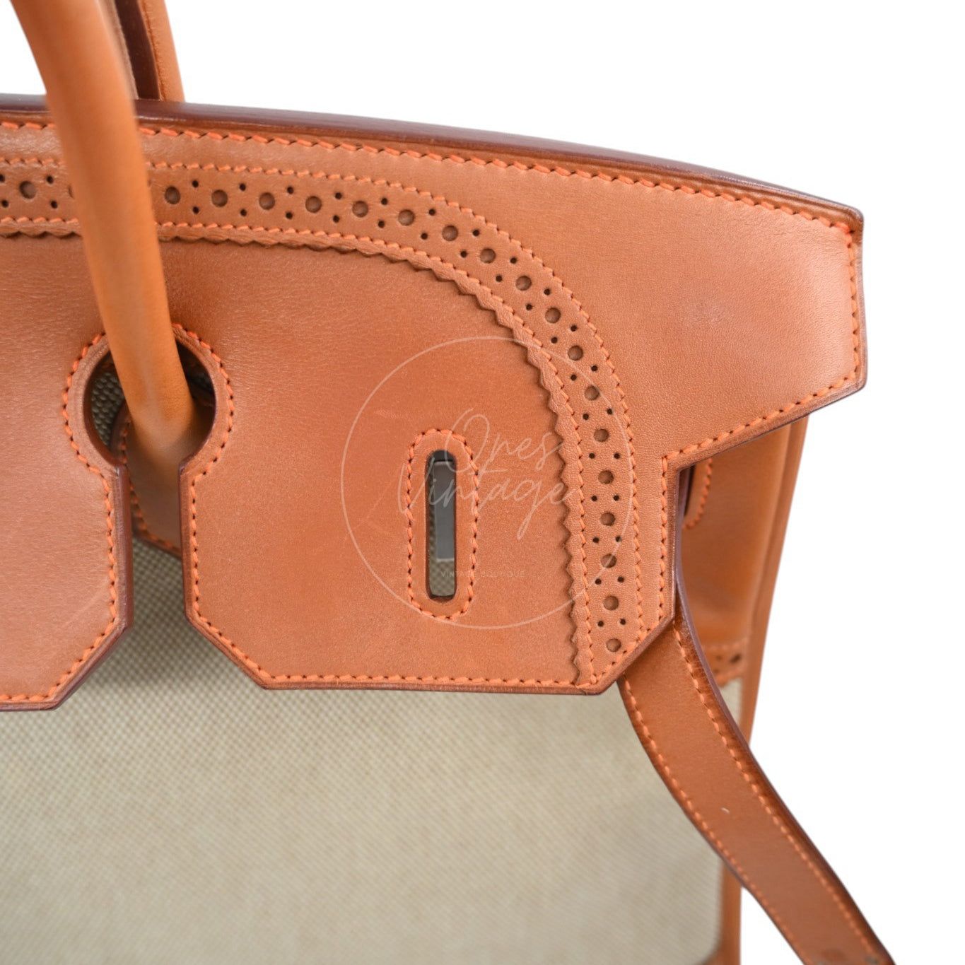 Hermes Birkin 35 Fabrics x Barenia GHW Beige Brown Square P